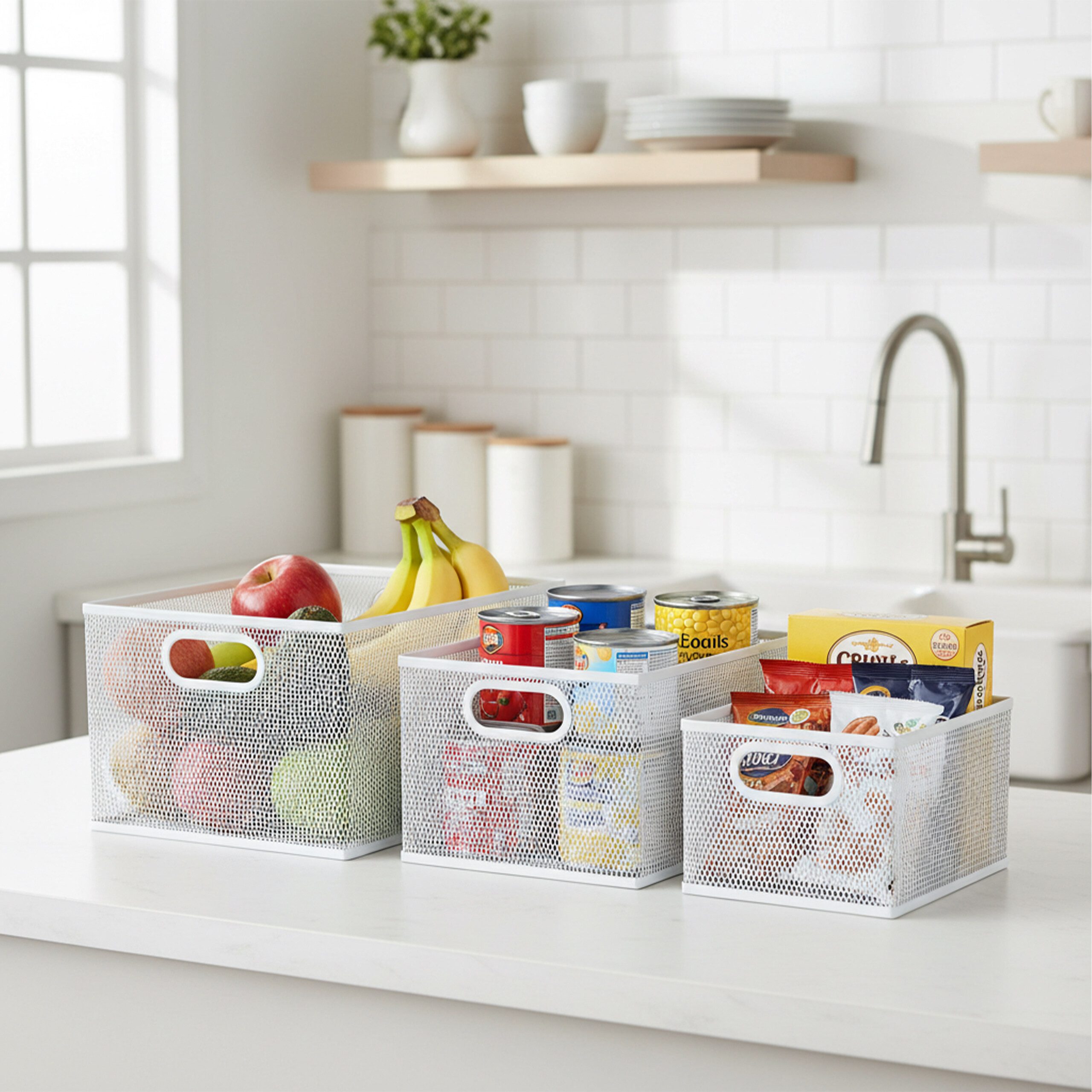 relaxdays Drahtkorb Aufbewahrungskorb Metall 3 Größen, weiß