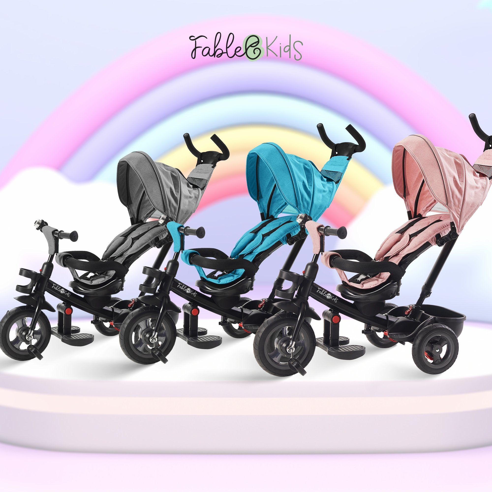 FableKids Dreirad 5in1 Kinderdreirad Kinder Fahrrad Baby Kinderwagen NOEMI, günstig online kaufen