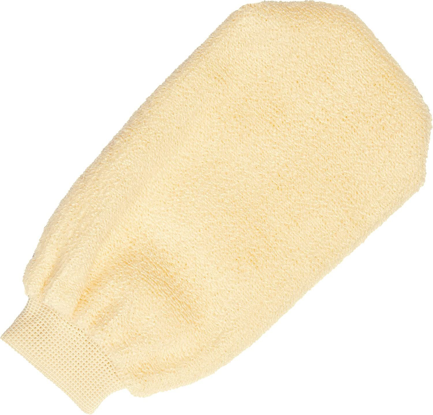 BRUBAKER Waschhandschuh Peelinghandschuh für Bad Beige), (Porentiefe Creme - Körperpeeling Reinigung, Peeling 1-tlg., für und Herren Handschuh & Dusche Massagehandschuh Damen