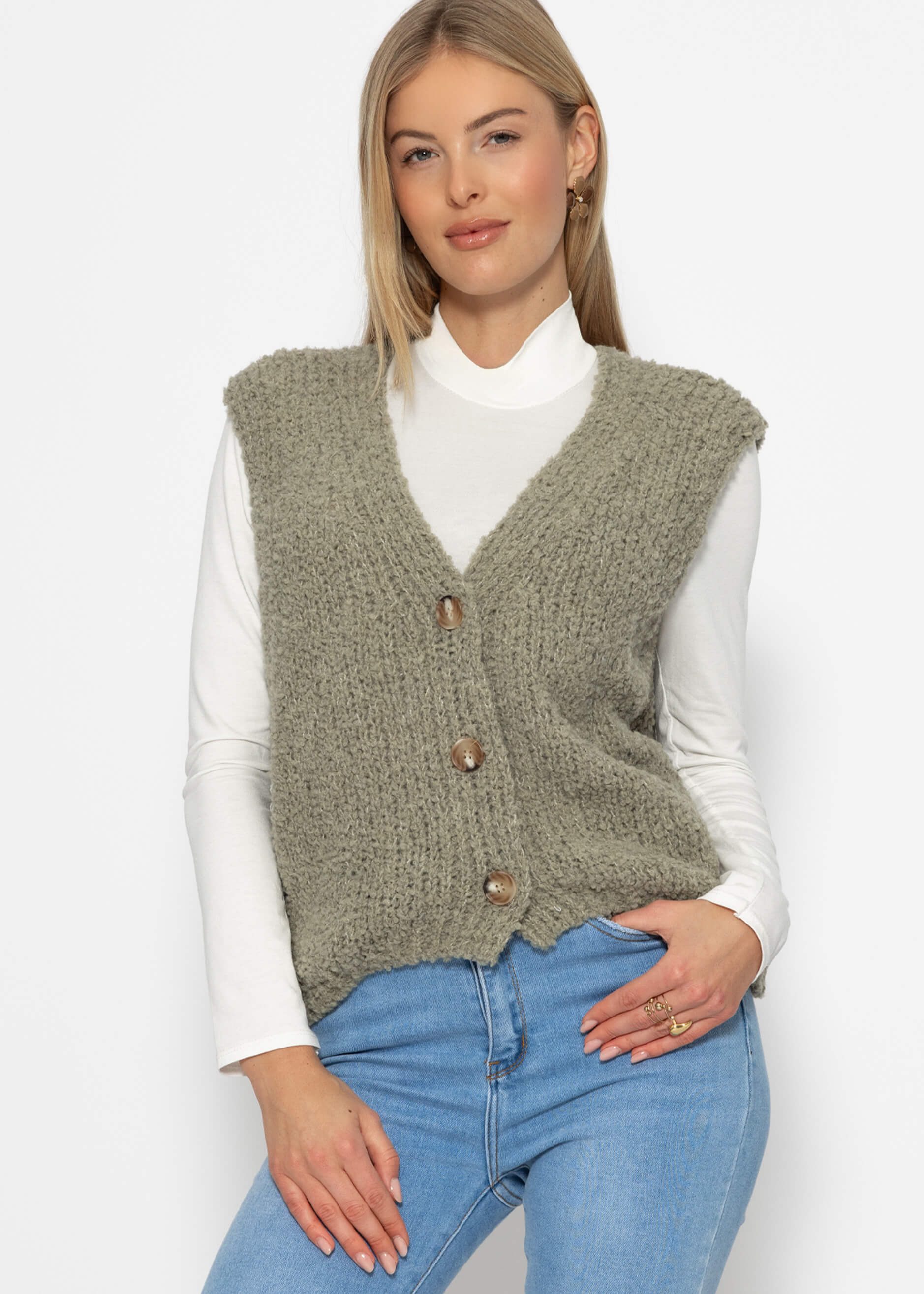SASSYCLASSY Kurzweste Oversize Strickweste Damen mit günstig online kaufen