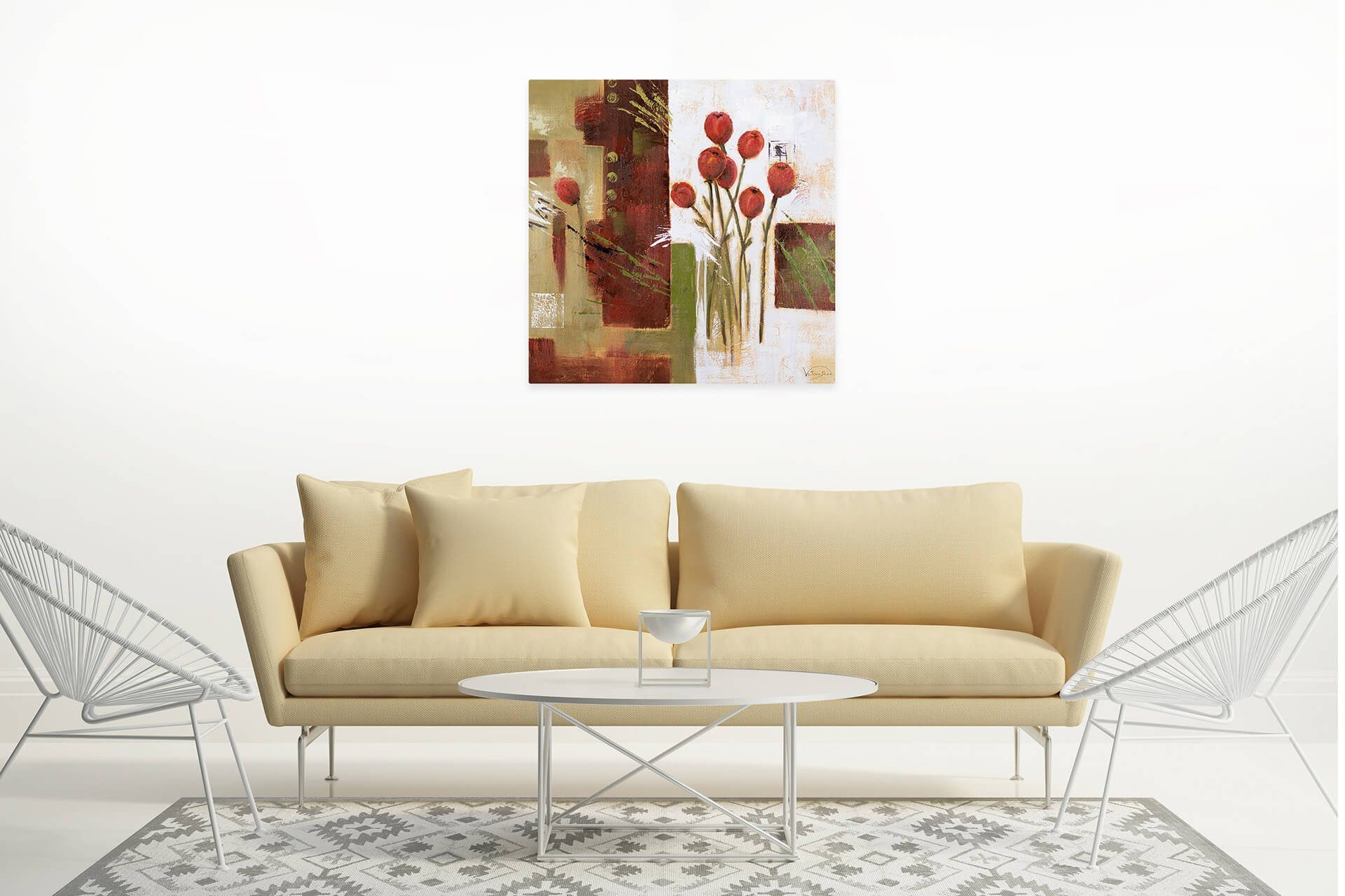 80x80 Red Velvet Wohnzimmer 100% KUNSTLOFT Gemälde HANDGEMALT Wandbild cm, Leinwandbild