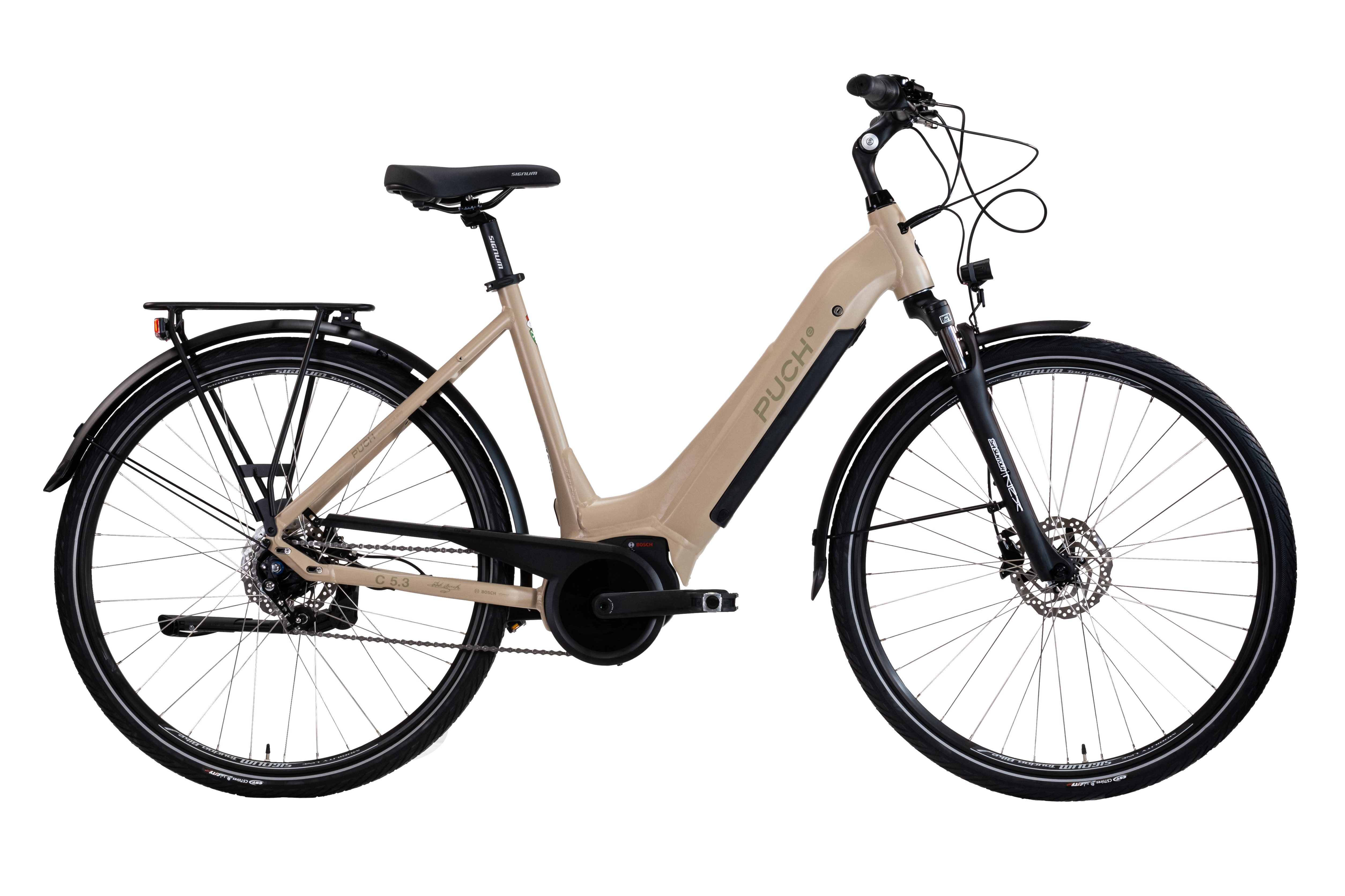 PUCH E-Bike Trekkingrad PUCH C5.3 NEXUS / BOSCH 500 Wh 28" beige 7-Gänge, 7 Gang Shimano Nexus Schaltwerk, Nabenschaltung, Mittelmotor, 500 Wh, BOSCH PERFORMANCE LINE 36 V/250 W, Mittelmotor