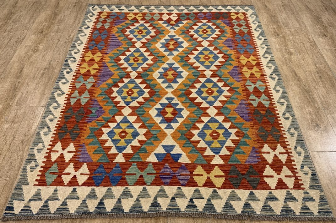 Rug Studios Teppich KELIM ORIGINAL HANDGEARBEITET, Rechteckig, Höhe: 5 mm, Handgefertigt, 156 x 203 cm, Multi
