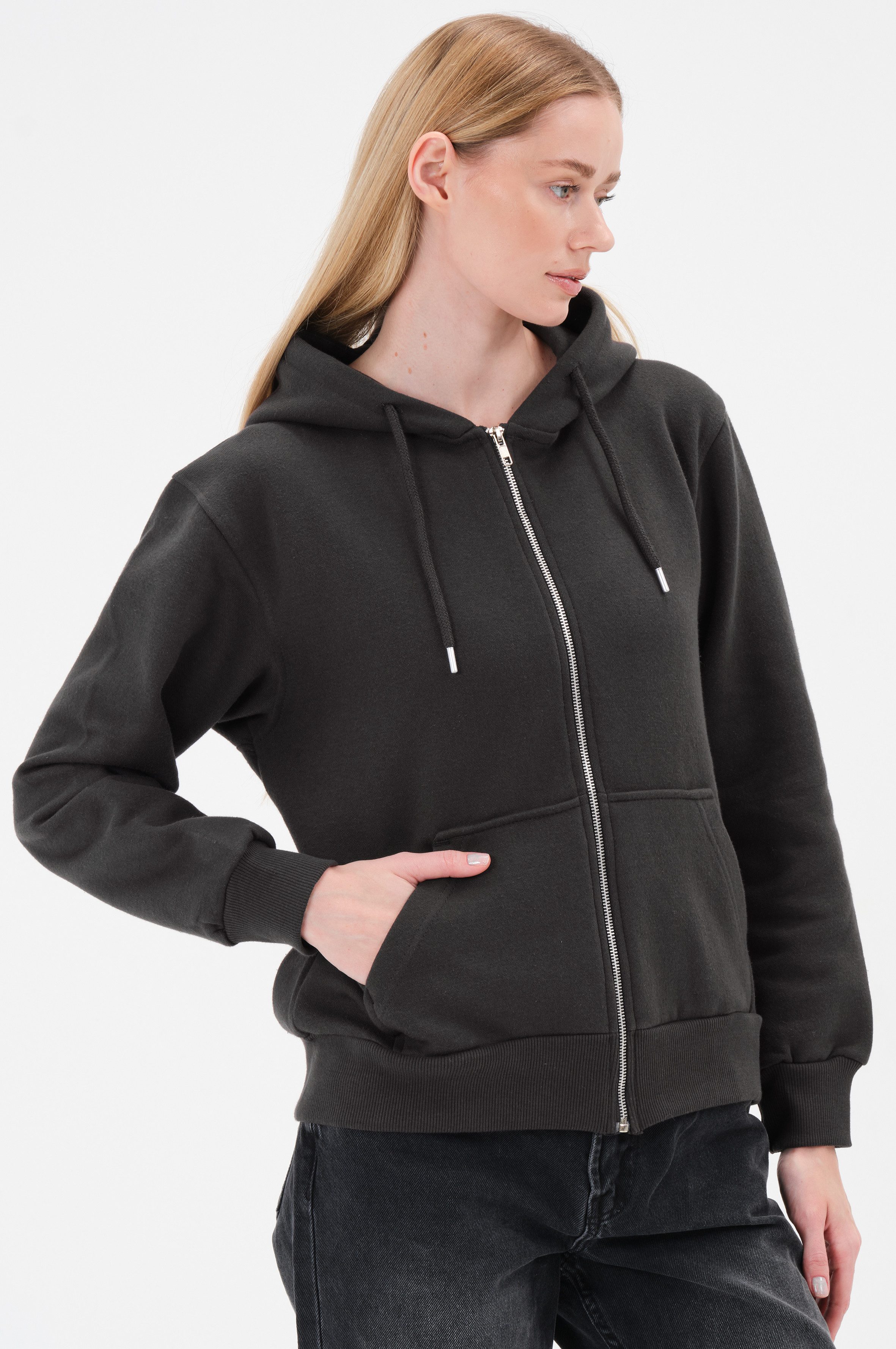 Smith & Solo Kapuzenpullover Damen - Sweatshirt mit Reißverschluss Zipper H günstig online kaufen