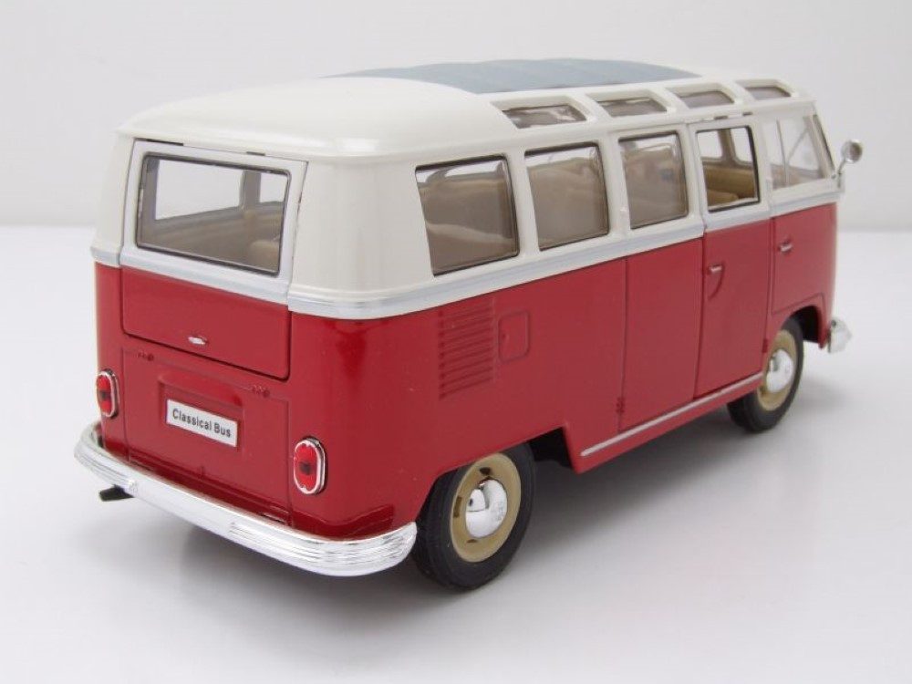 Welly Modellauto VW Classical Samba Bus T1 1963 rot weiß, Maßstab 1:24