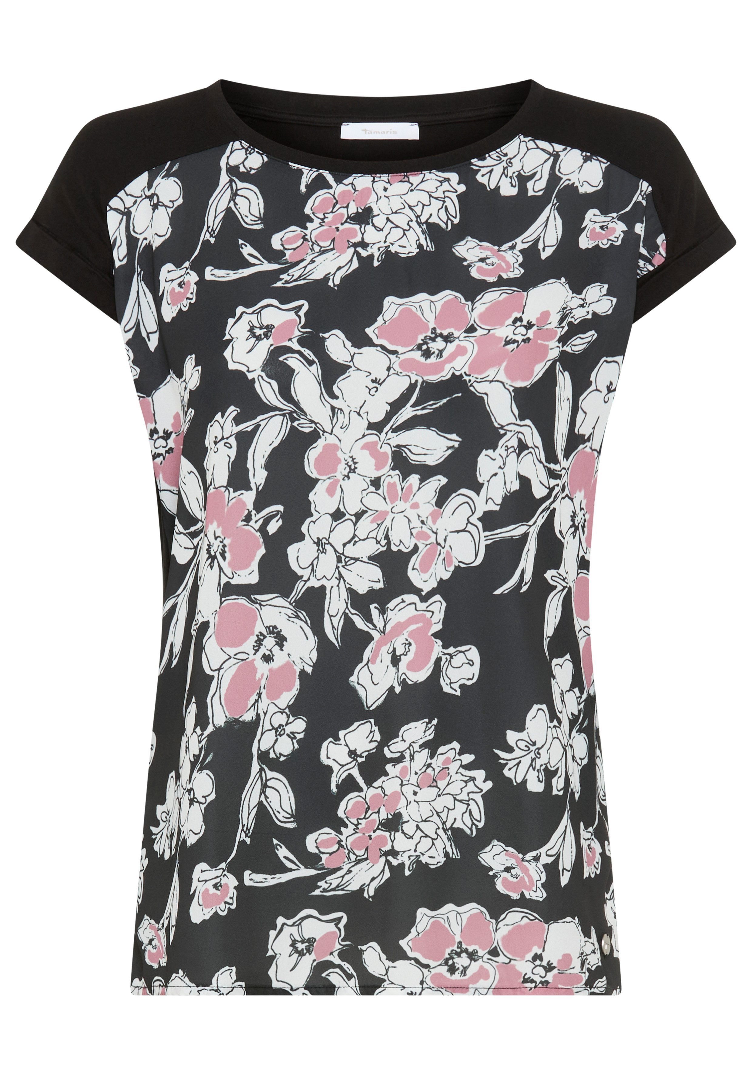 Shirtbluse aus elastischer Viskosemischung mit Satineinsatz