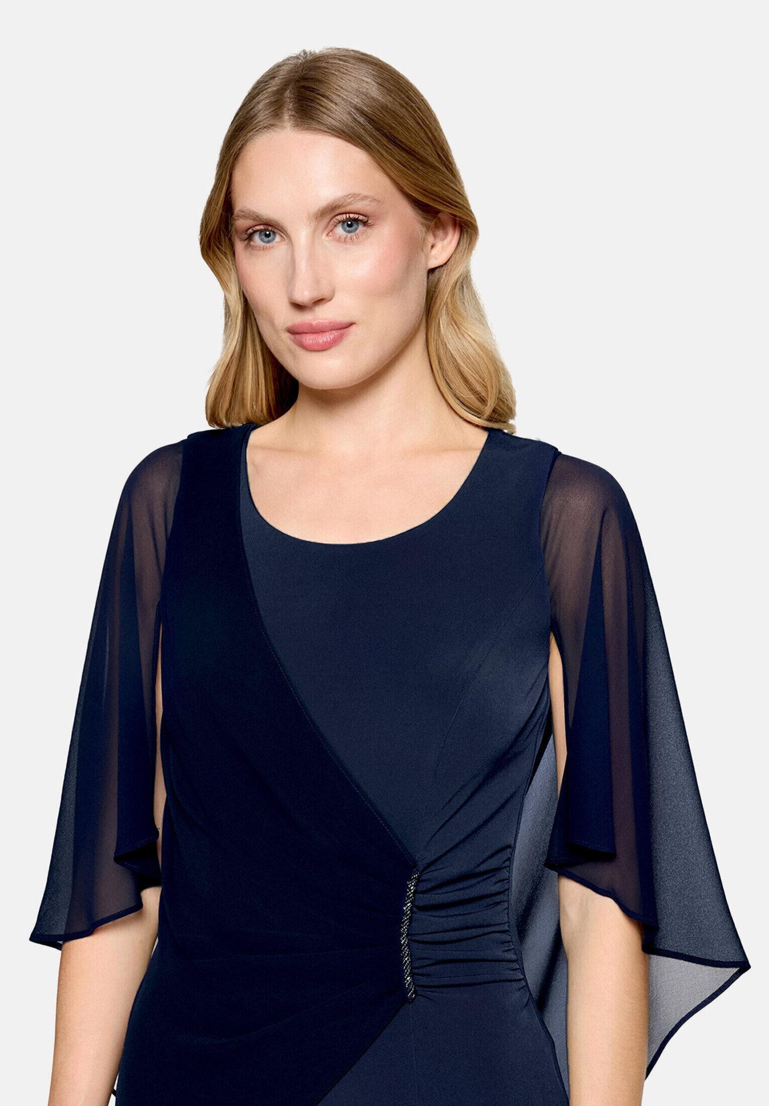 Vera Mont Cocktailkleid Damen mit Raffung Materialmix