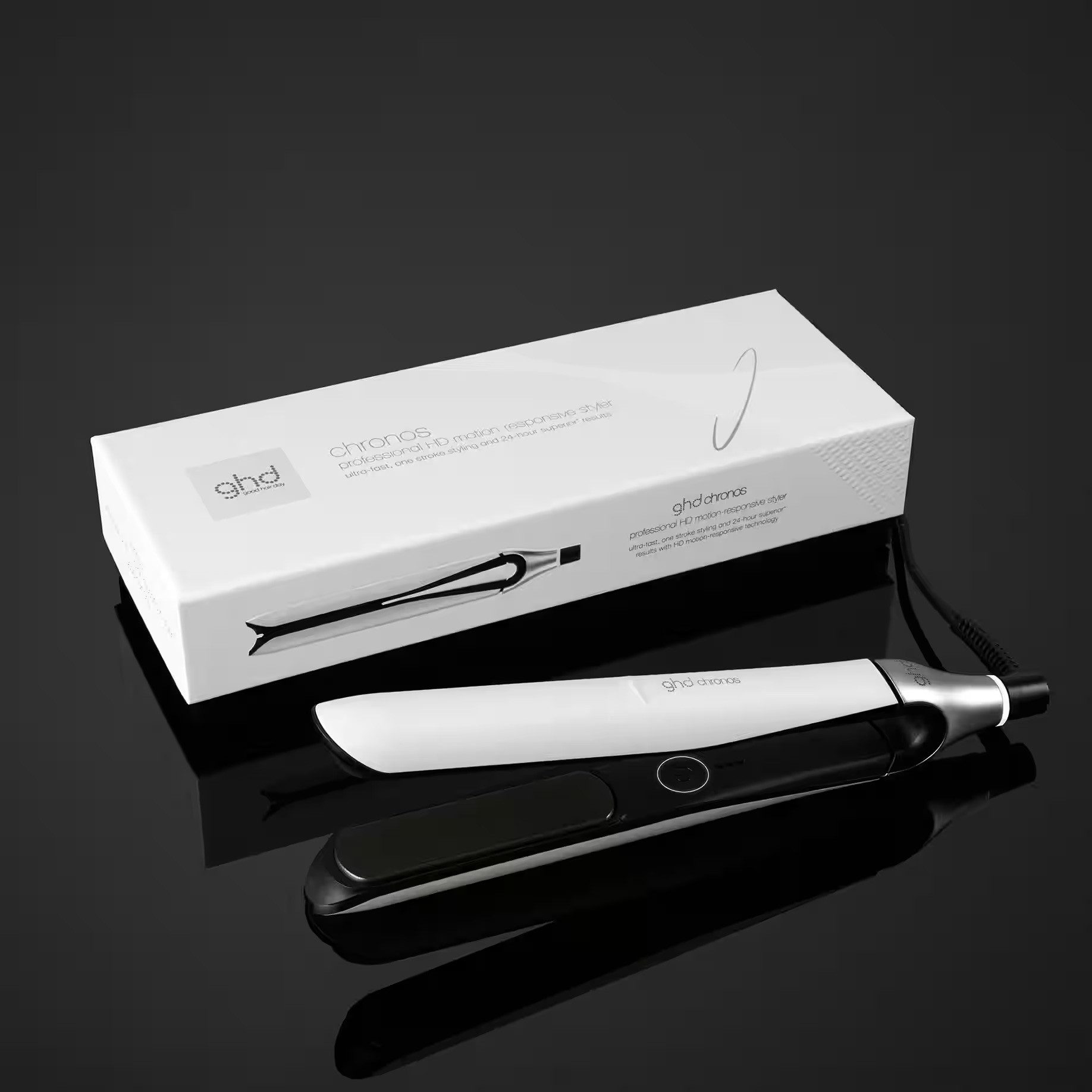 GHD Glätteisen GHD Chronos Haarglätter & Styler weiß Keramik, Universelle Spannung für weltweiten Einsatz