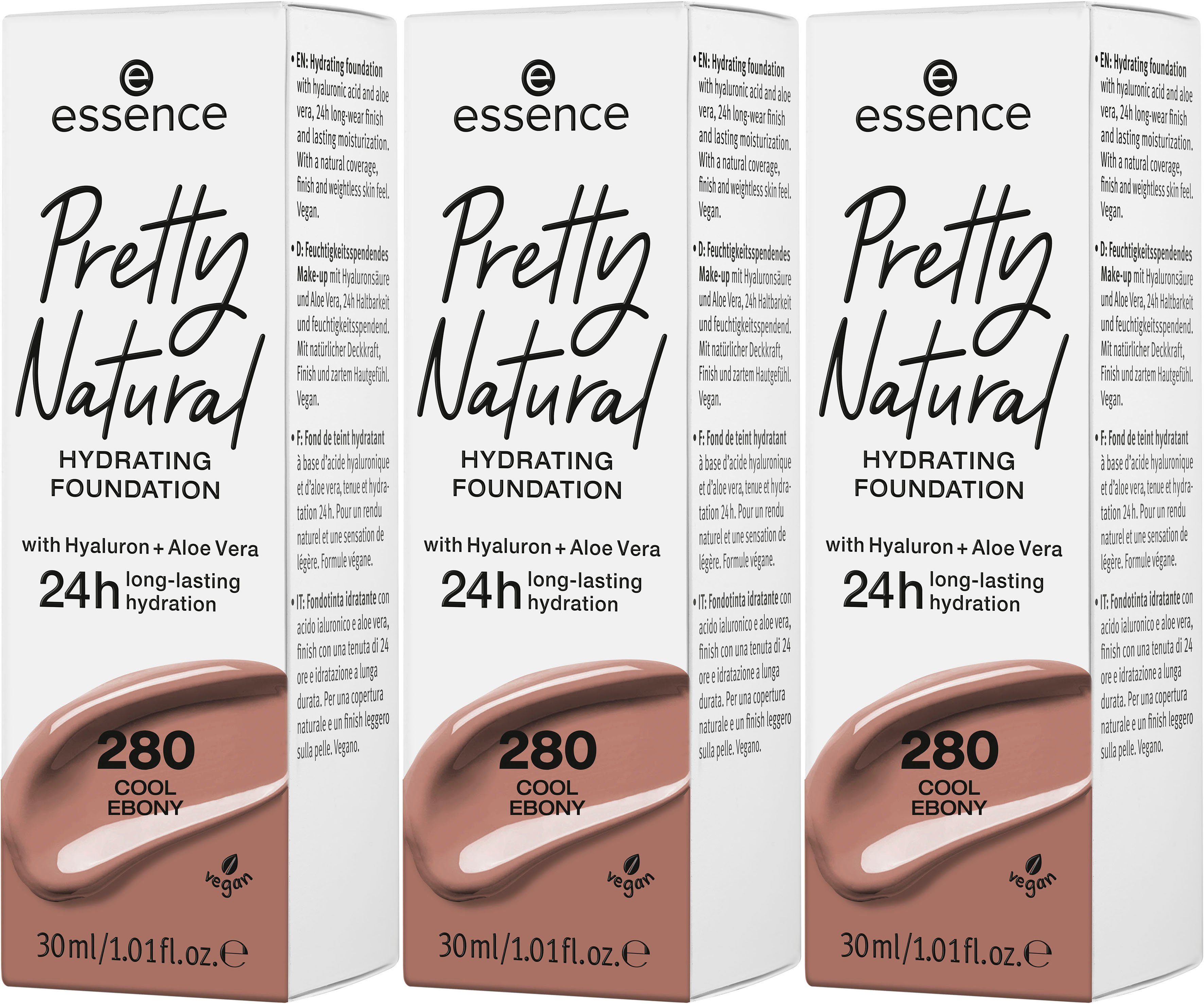 3-tlg. Cool Foundation Natural Ebony Pretty HYDRATING, Essence