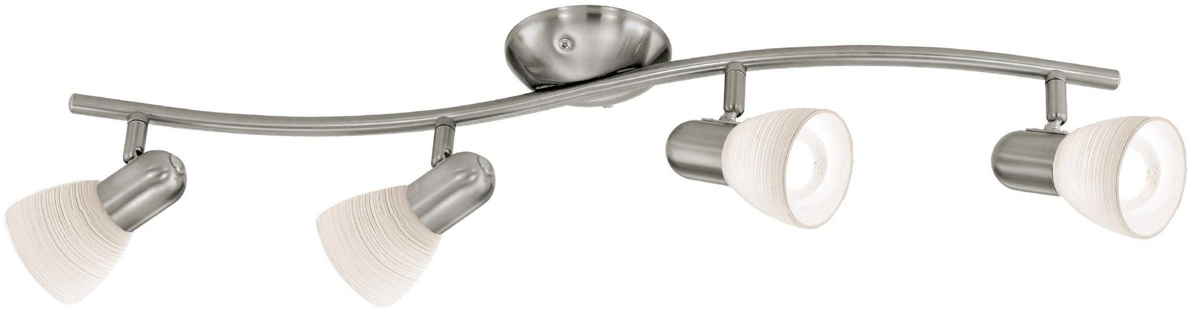 EGLO Deckenleuchte Dakar 1 Deckenlampe, Deckenspot aus Stahl und Glas, E14, Deckenleuchte, ohne Leuchtmittel, Spot - L65 x B10 cm - nickel-matt - 4X40W exkl.