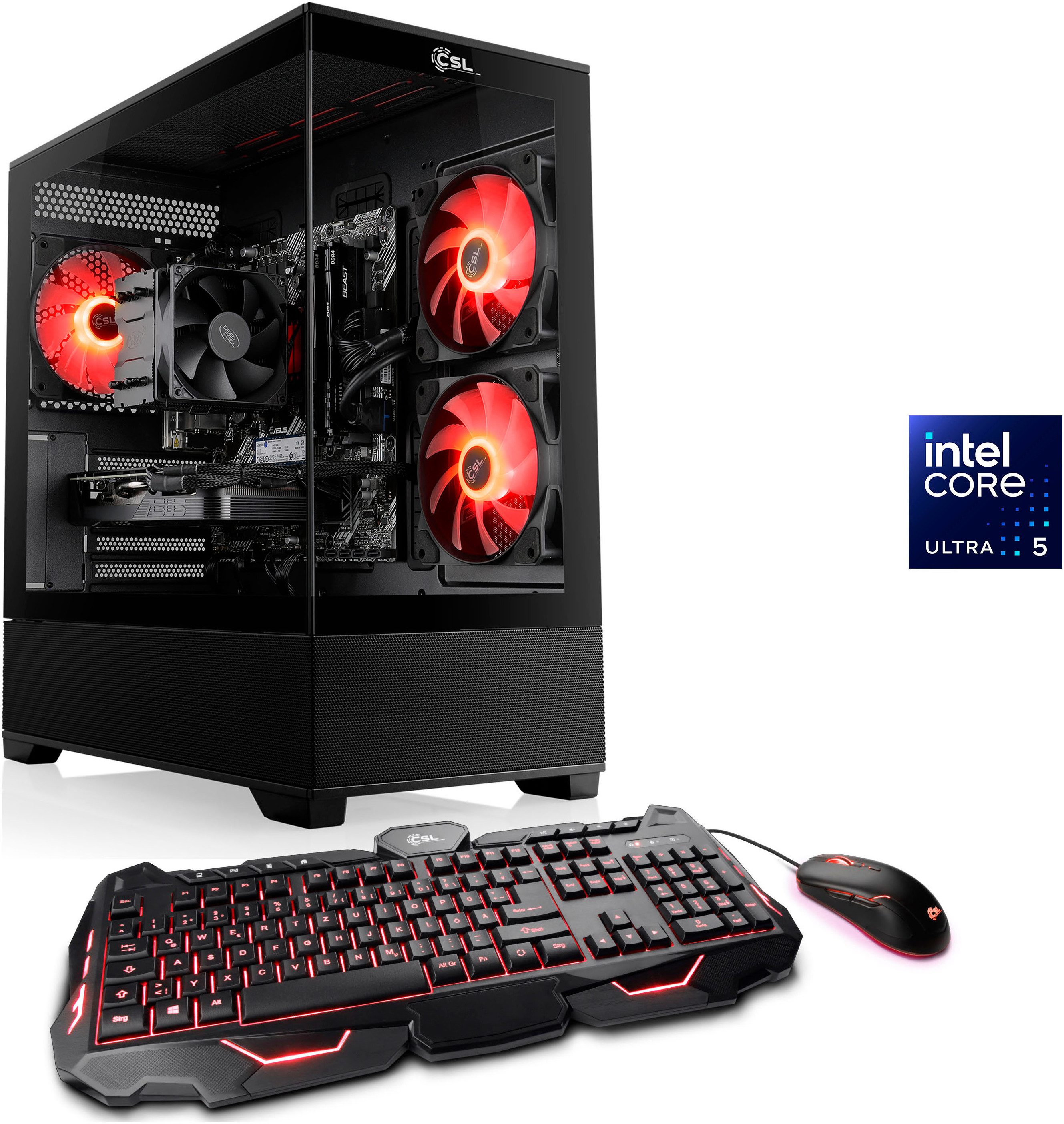 CSL AeroVision V24334 Gaming-PC (Intel 245KF, GeForce RTX 3050, 32 GB RAM, 1000 GB SSD, Luftkühlung)