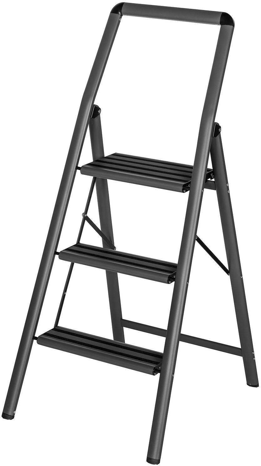 WENKO Trittleiter Modell Alu-Compact, Klapptritt (1-St), leichte, mit Anti-Rutsch-Füßen zusammenklappbare Leiter