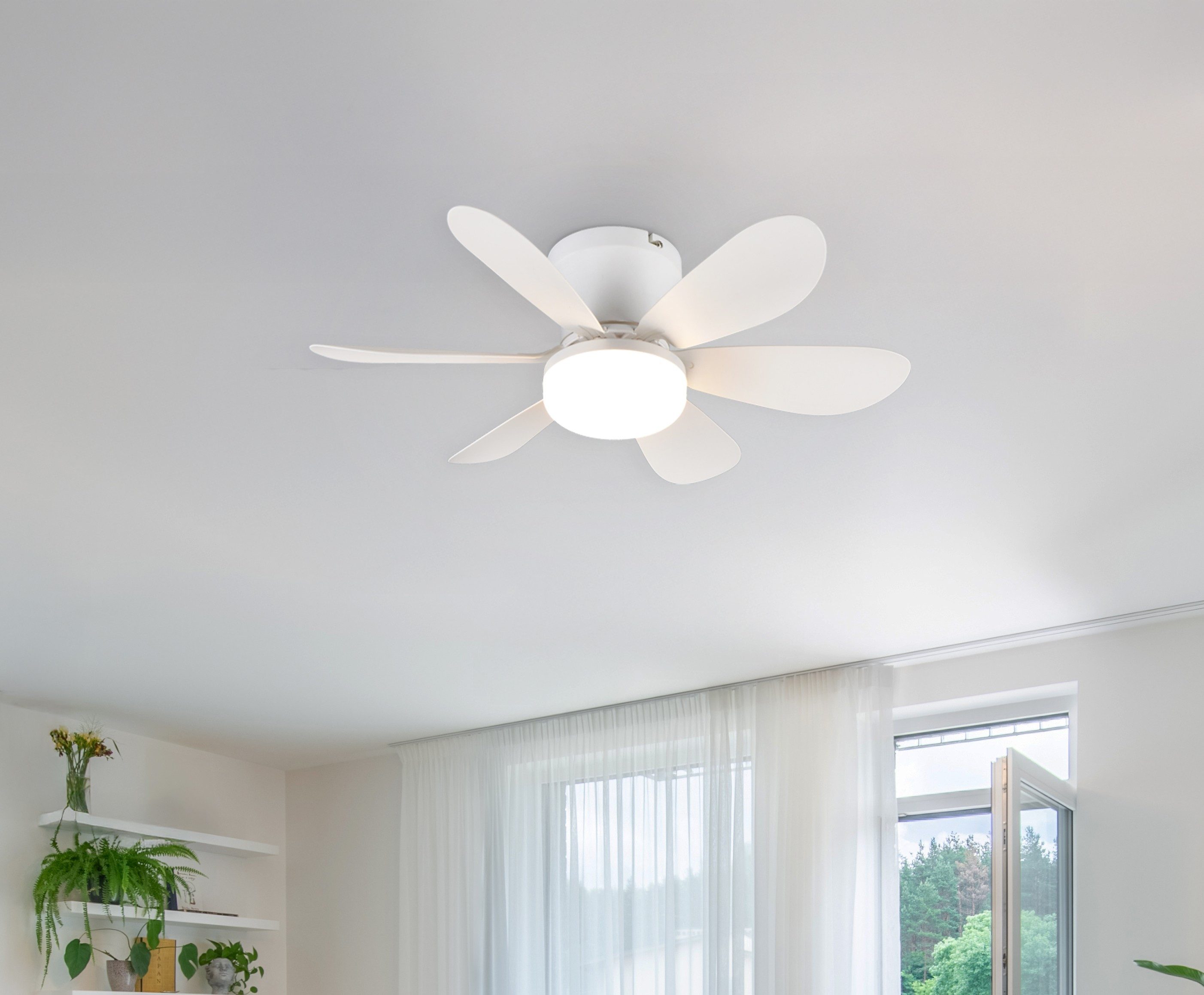 Reality Leuchten LED Deckenleuchte LUND mit Ventilator, Deckenventilator mi günstig online kaufen