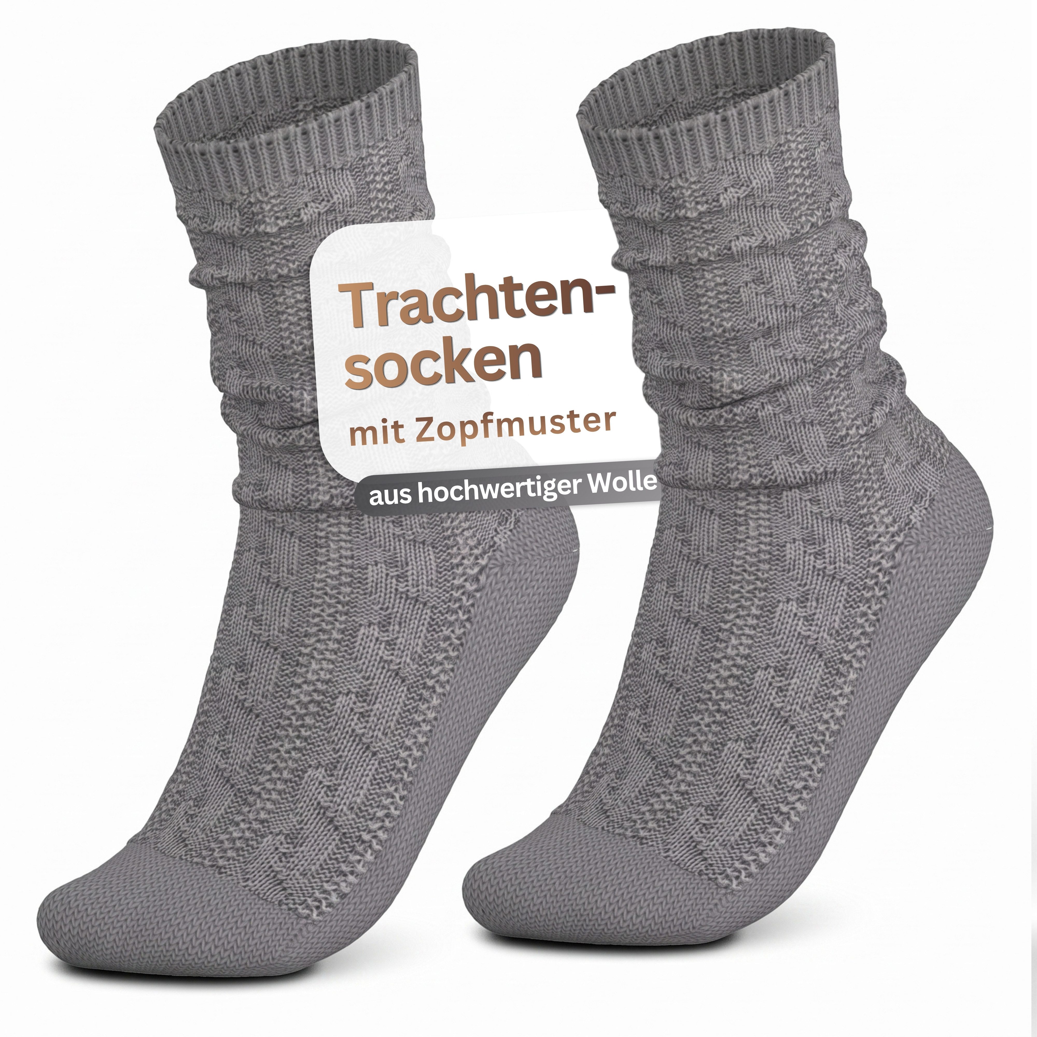 MEDOLY Trachtensocken Schoppersocke aus 70% Wolle Trachtenstrümpfe (1 Paar) mit Zopfmuster