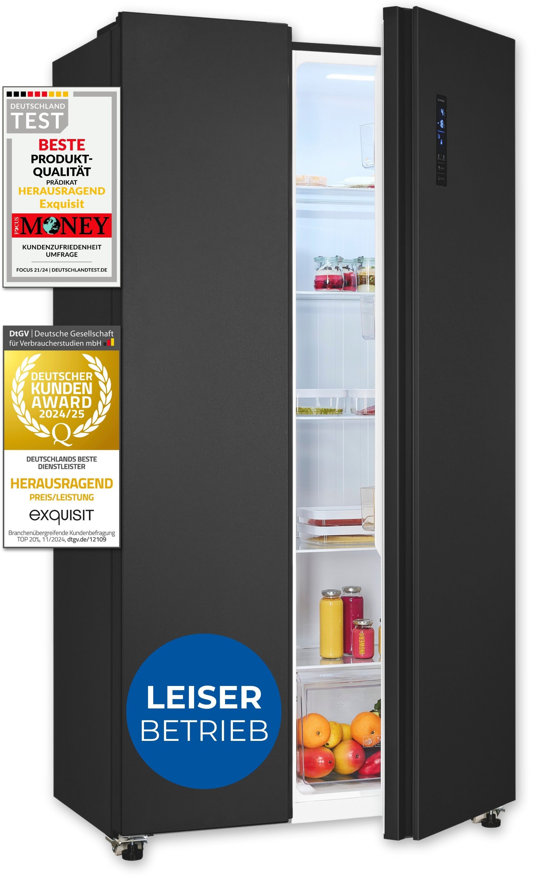 exquisit Side-by-Side SBS46-040E inoxlook-az, 177 cm hoch, 90 cm breit