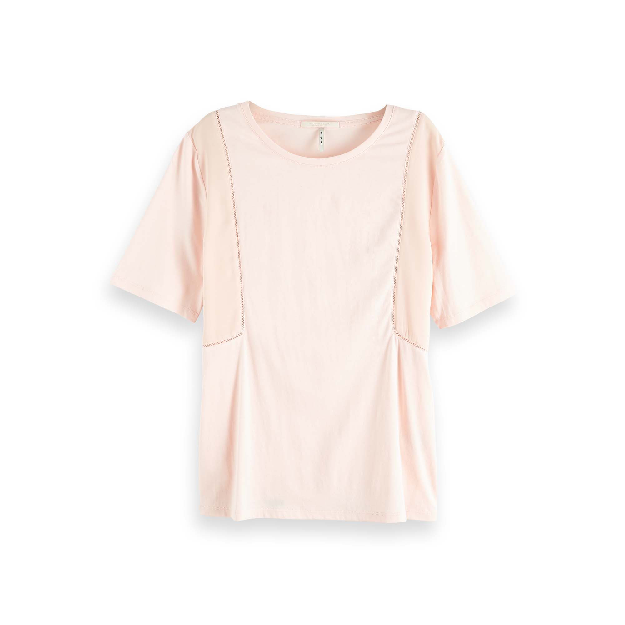 Maison Scotch T-Shirt Maison Scotch Damen Top Jersey Top With Woven Panels 150158