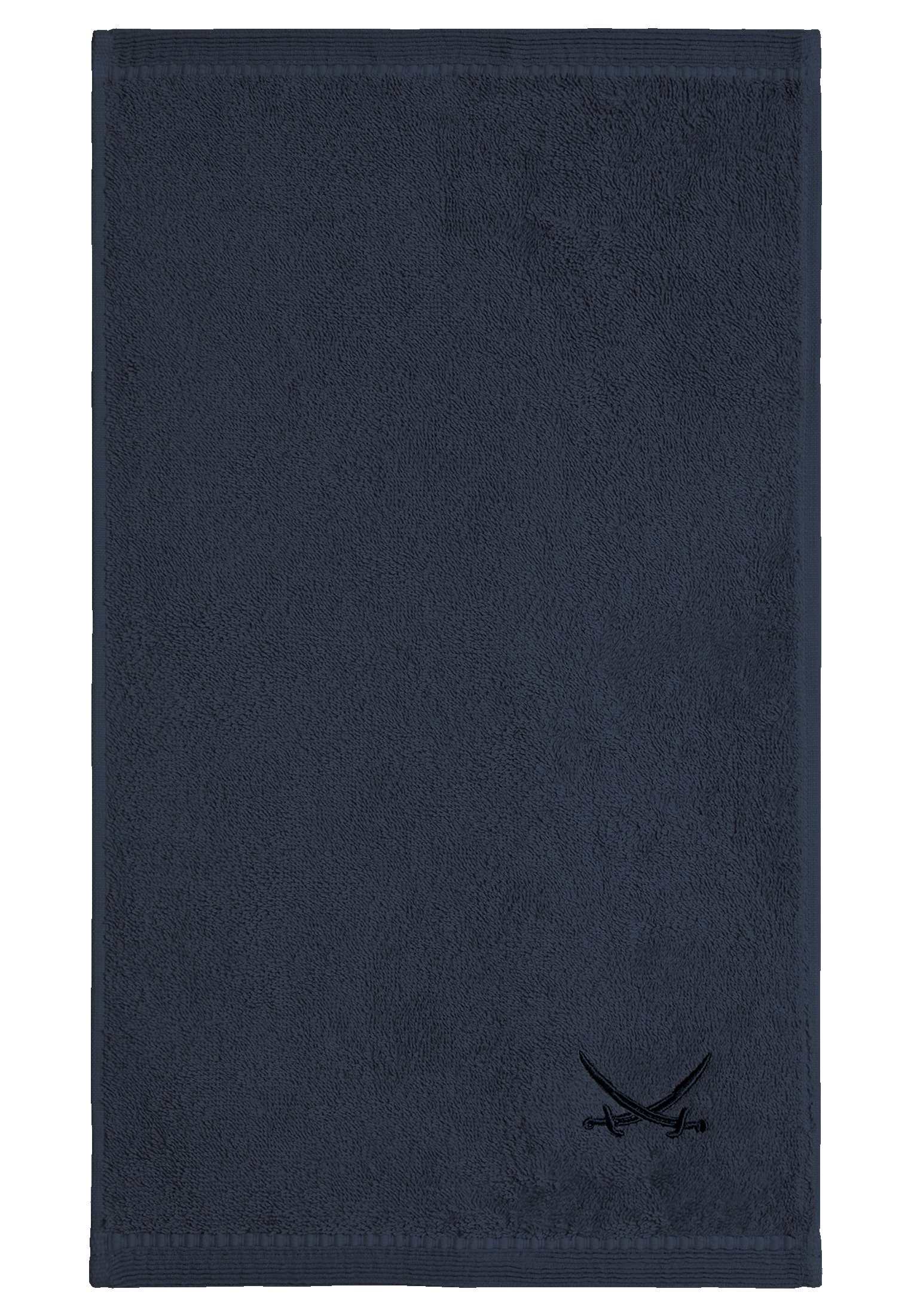 Sansibar Sylt Gästehandtücher Sansibar Sylt Handtuch Gästetuch Frottier-Serie Classic (Set, 4-tlg), mit hochwertiger Sansibar Säbel-Stickerei blau