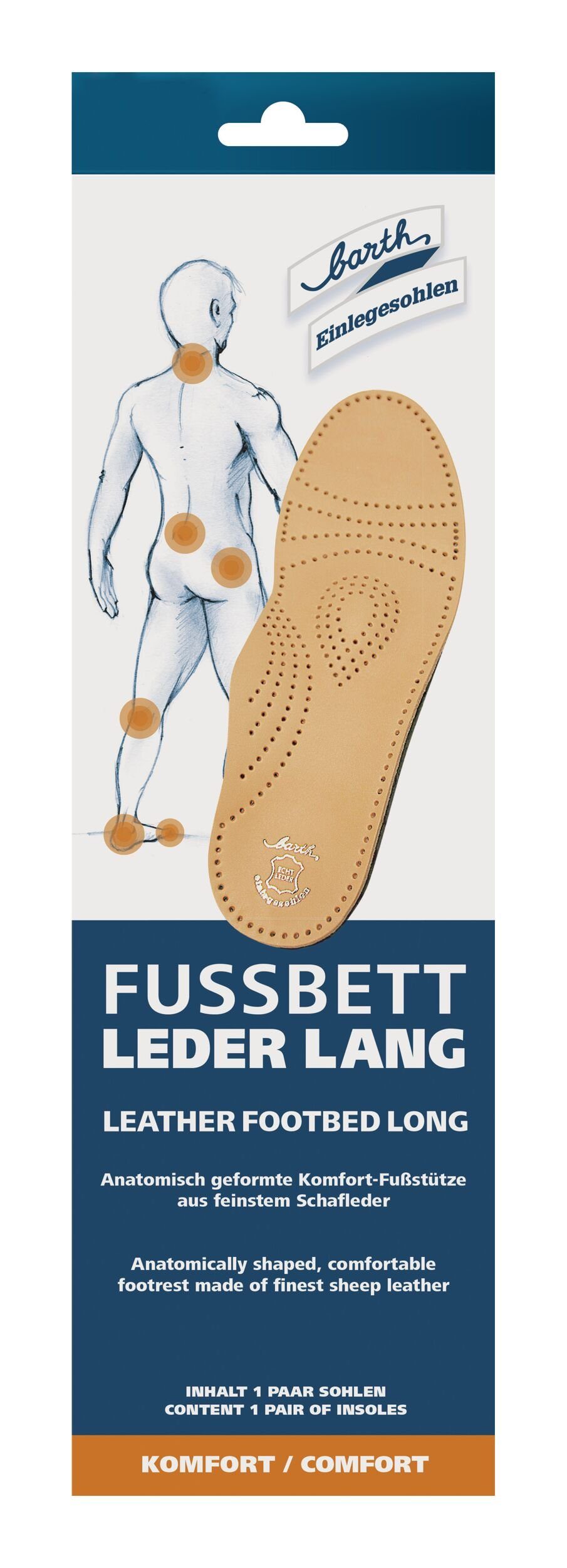 barth schuhbandl Einlegesohlen, Leder-Fußbett, Размер 37