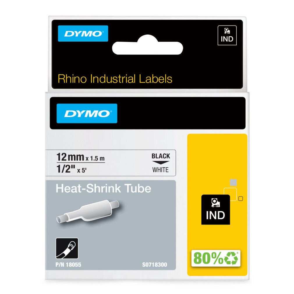Thumbnail - DYMO Druckerband RhinoPRO Heat shrink tubing Black White (18055)