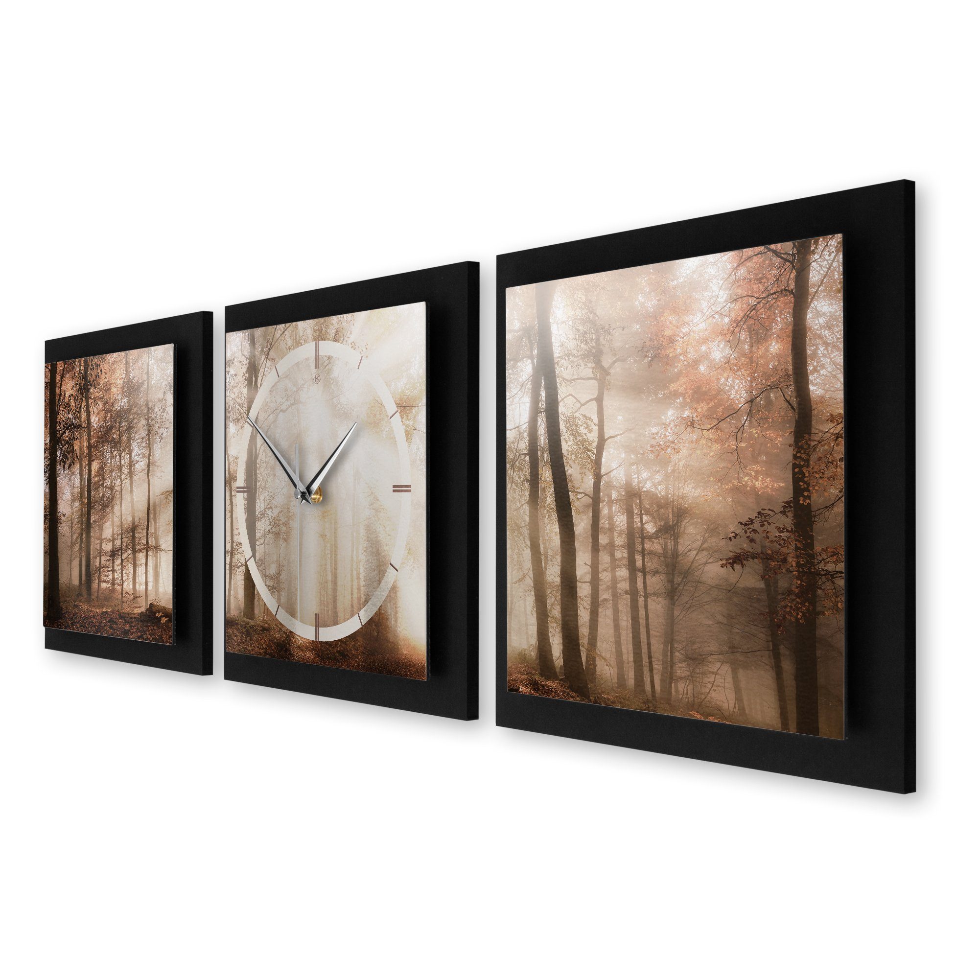 Autumn (150x50cm) groß elegant, Wanduhr Ticken; außergewöhnlich, modern) Quarzuhrwerk; Funk- (ohne Feder oder Kreative