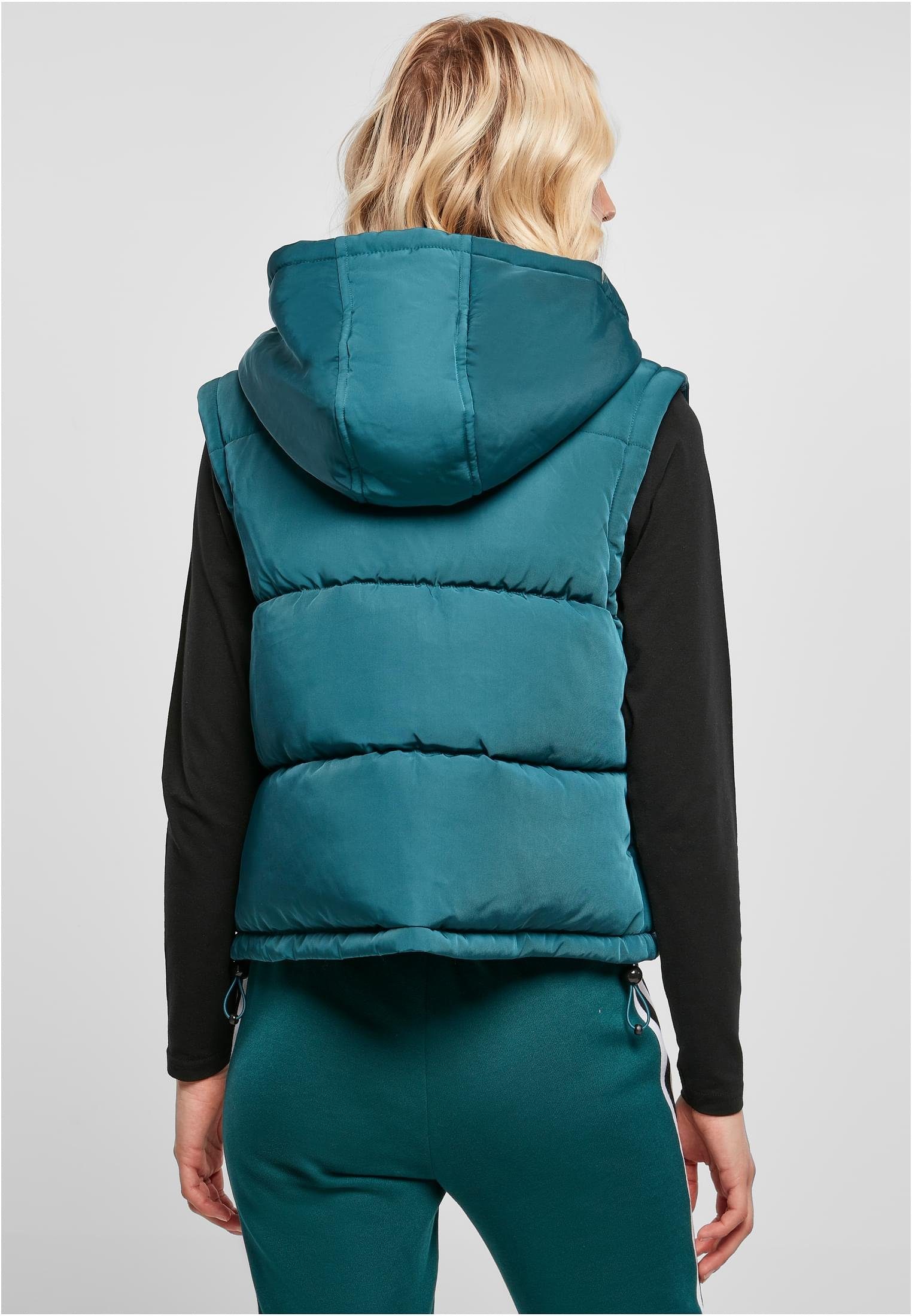 URBAN CLASSICS Jerseyweste Damen Ladies Recycled Twill Puffer Vest (1-tlg),  Wattierte und abgesteppte Damen Weste mit großer Kapuze