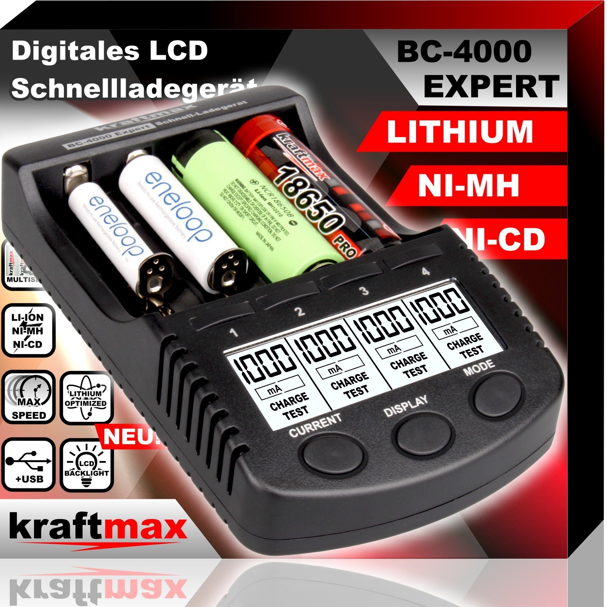 kraftmax Batterietester BC-4000 EXPERT - Universal Ladegerät, (1 St) Akku