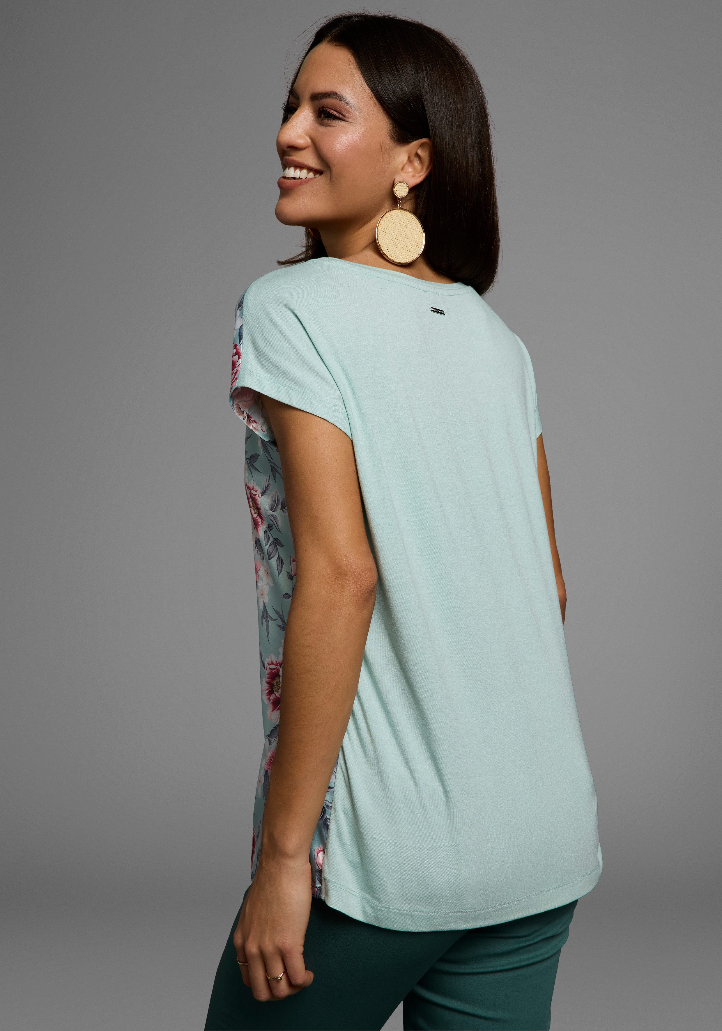 Laura Scott Shirtbluse gemustert und gestreift, femininer Stil, Rundhalsaus günstig online kaufen