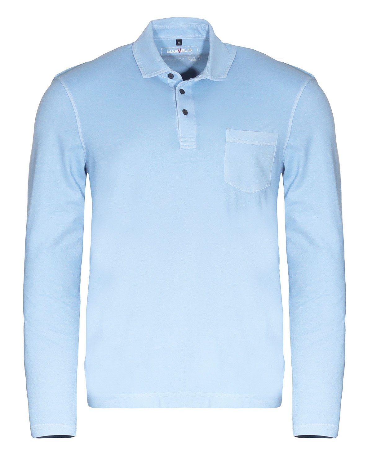 MARVELIS Poloshirt Poloshirt - Casual Fit - Polokragen - Einfarbig - Hellblau
