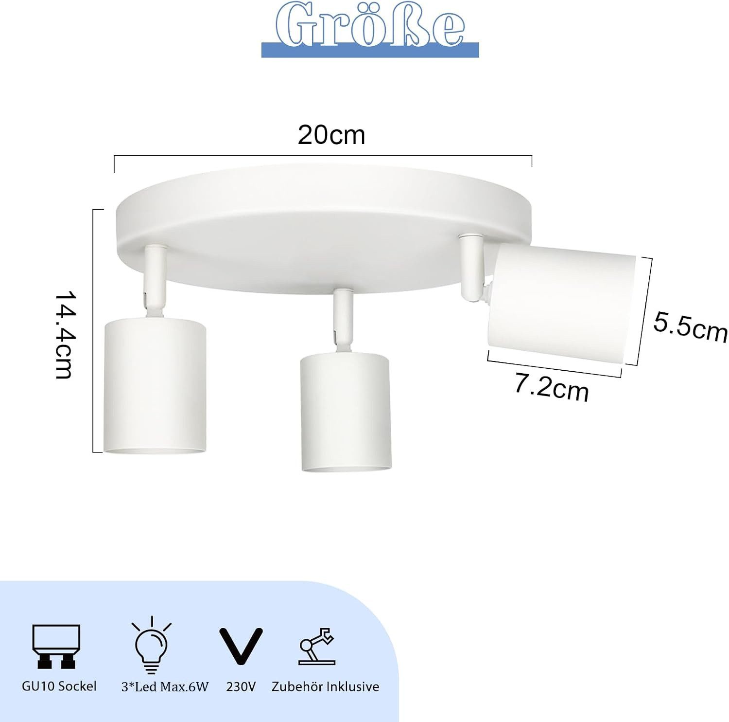 Nettlife LED Deckenstrahler 2/3/4 Flammig GU10 Weiß Deckenspot Wohnzimmer Metall, Schwenkbar 330°, LED wechselbar, Flur Treppenhaus Schlafzimmer Wohnzimmer Rest – Bild 4 von 5