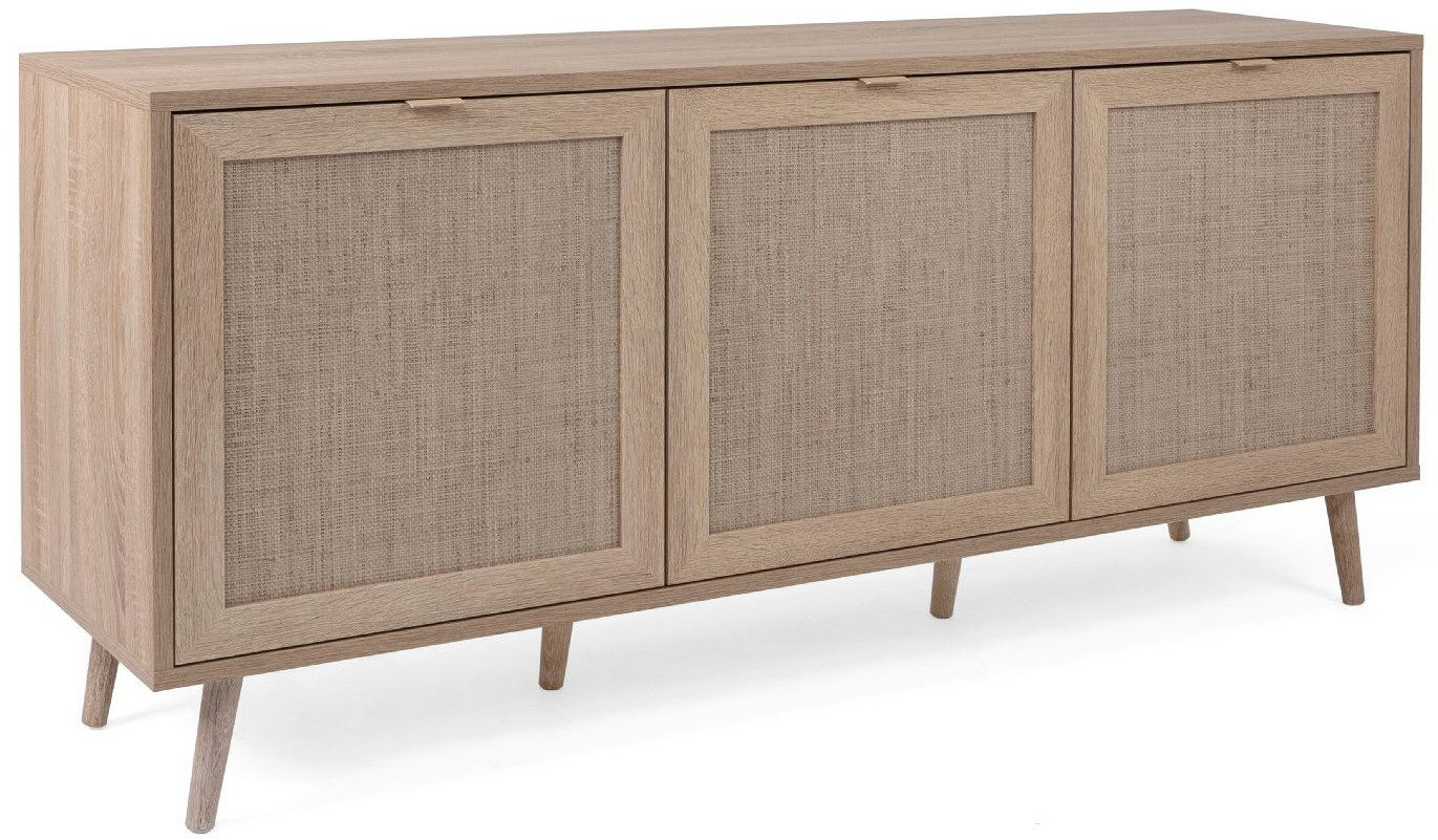 Finori Sideboard, Dekor Sonoma Eiche / Rafia Geflecht, Skandinavisch, 150 x günstig online kaufen