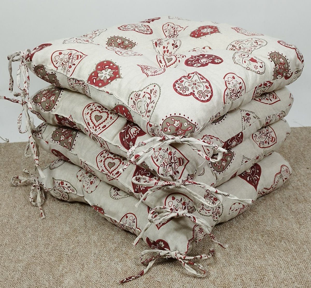 Rattani Sitzkissen Set 4x Stuhlkissen/Sitzkissen Klara 42 x 42 x 8 cm Stoff günstig online kaufen