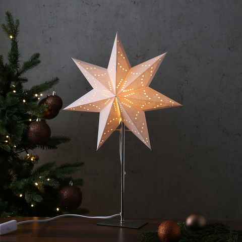 MARELIDA LED Stern Papierstern Luna Weihnachtsstern Leuchtstern 55cm E14 Fassung Kabel