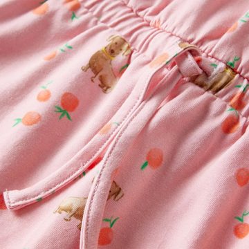 vidaXL A-Linien-Kleid Kinderkleid mit Taillenband Welpen- und Frucht-Motiv Hellorange 104 Ku
