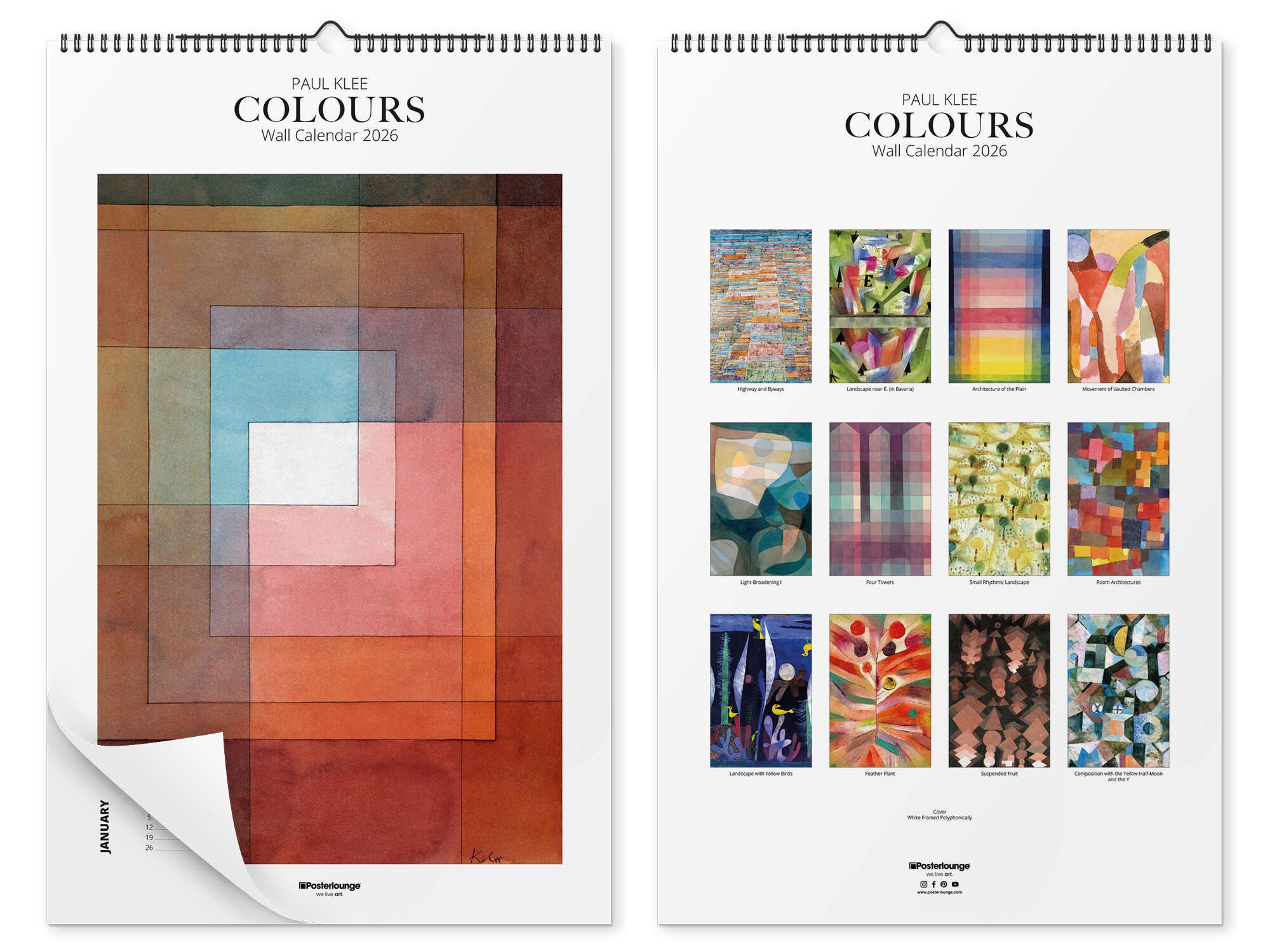 Posterlounge Poster Paul Klee, Paul Klee Kunstkalender - Colours 2026, Büro Mid-Century Modern Malerei