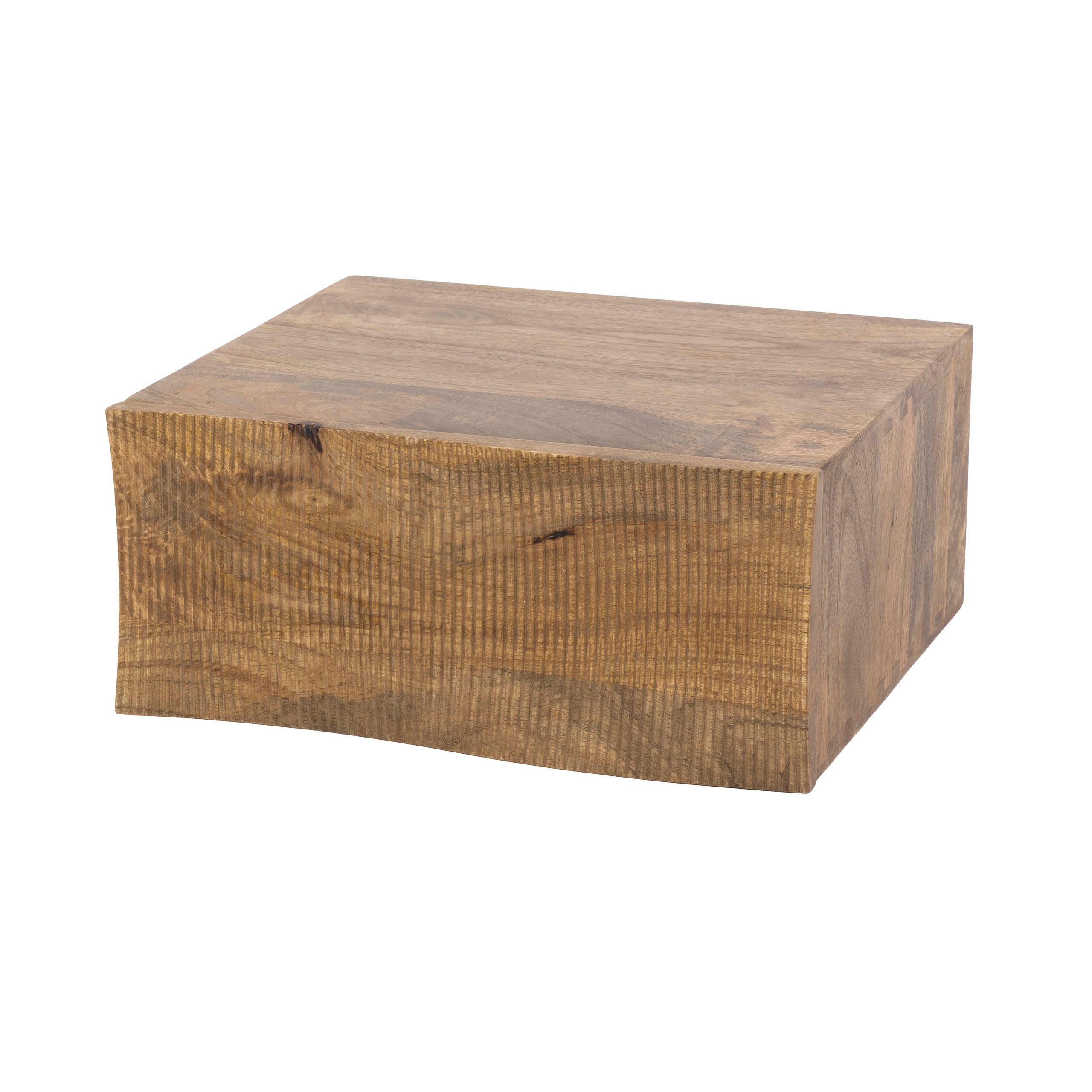 alesvelt Nachttisch OCEAN WAVES Schwebende Massivholz-Konsole mit 3D-Wellenfront aus Mango (1-Tisch), 40x35x18cm, Mangoholz