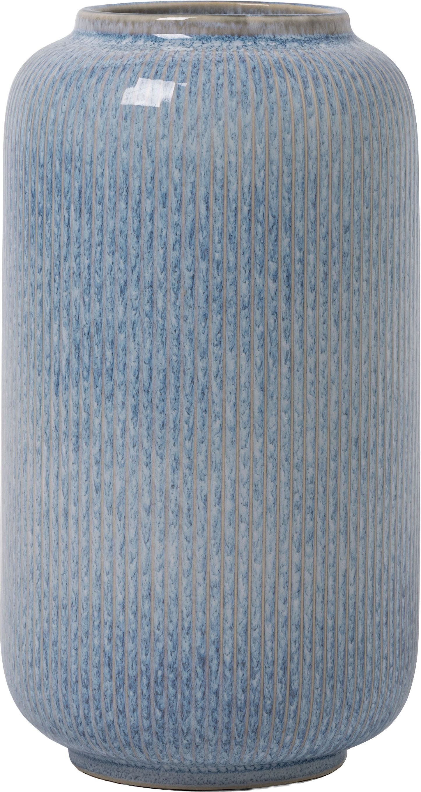 OTTO home Tischvase Ylvii, innen vollständig glasiert und wasserundurchlässig (1 St., in 2 Größen: 12x22cm oder 10x18cm), aus Keramik, uni matt oder mit glänzender Effektglasur, creme und blau
