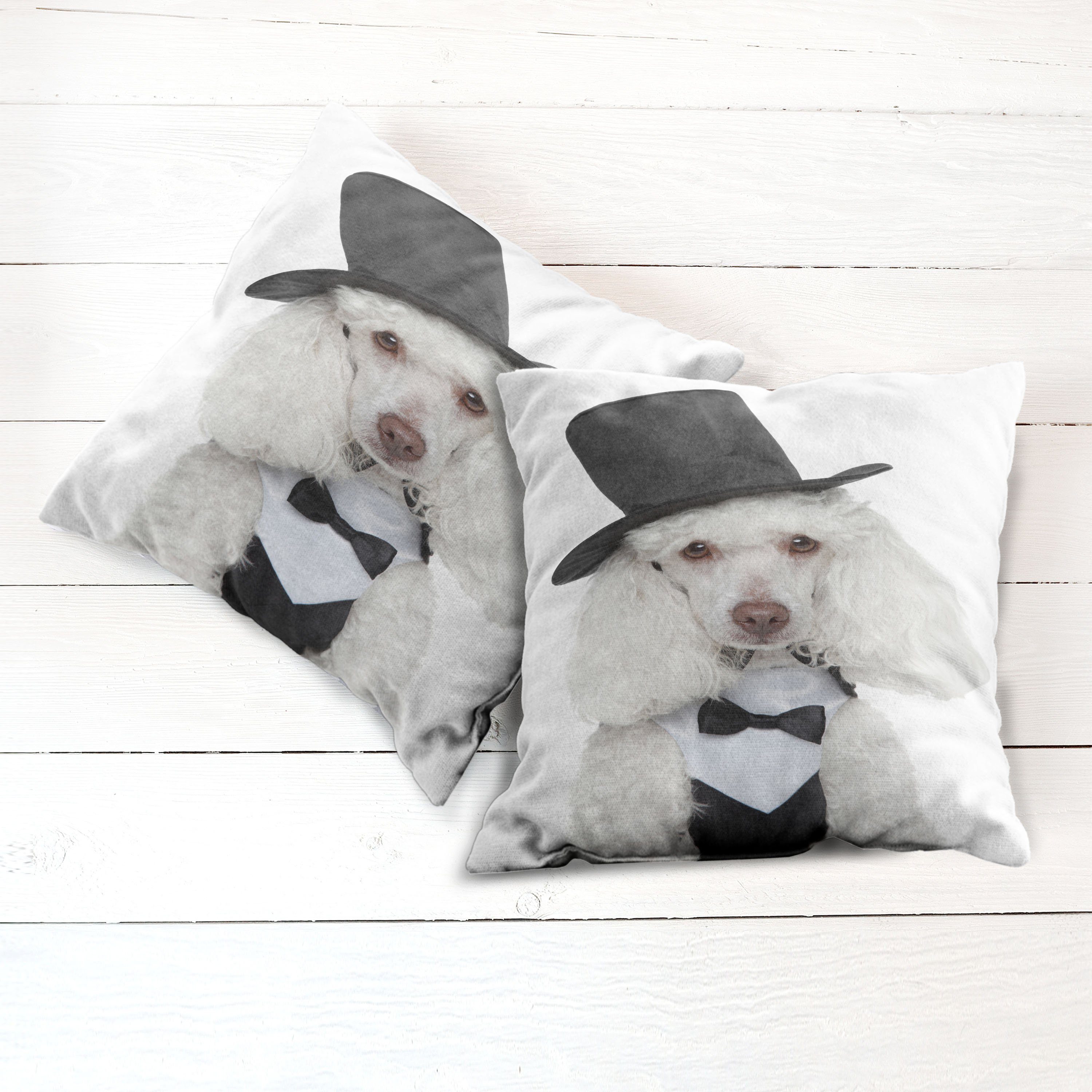 Sad Kissenbezüge Portrait Modern Doppelseitiger Hut in Accent Hunde Blick Digitaldruck, Abakuhaus Stück), einem (2