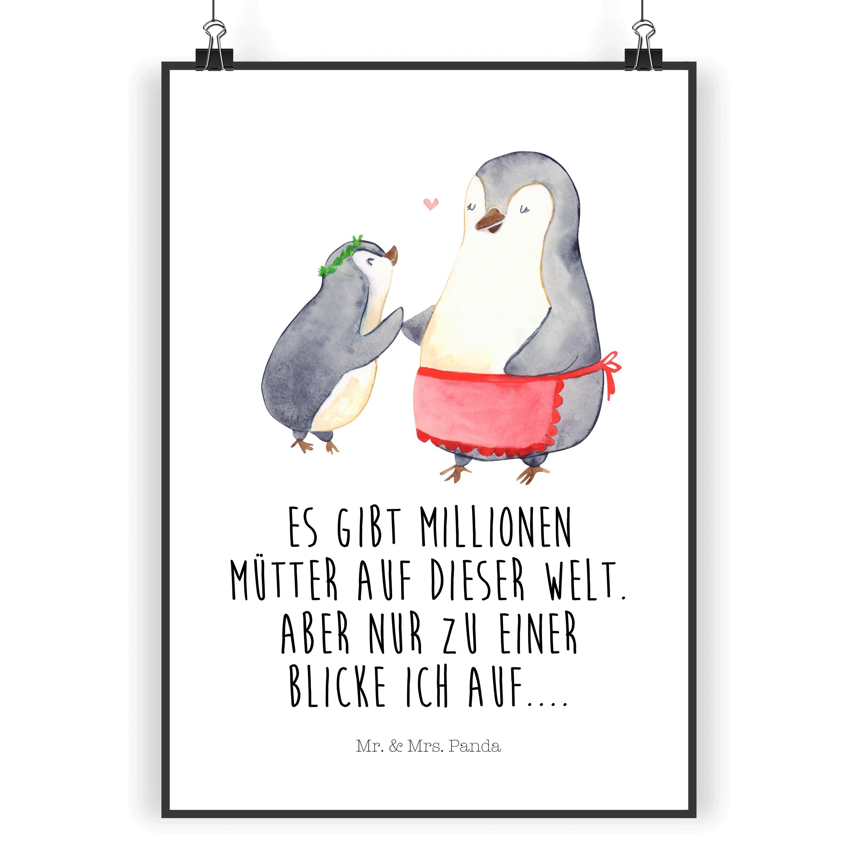 Mr. & Mrs. Panda Pinguin Geschenk, Pinguin Kind Tochter, mit St) - Poster Weiß Mama, mit - Wanddekorat, Kind A5 (1 DIN