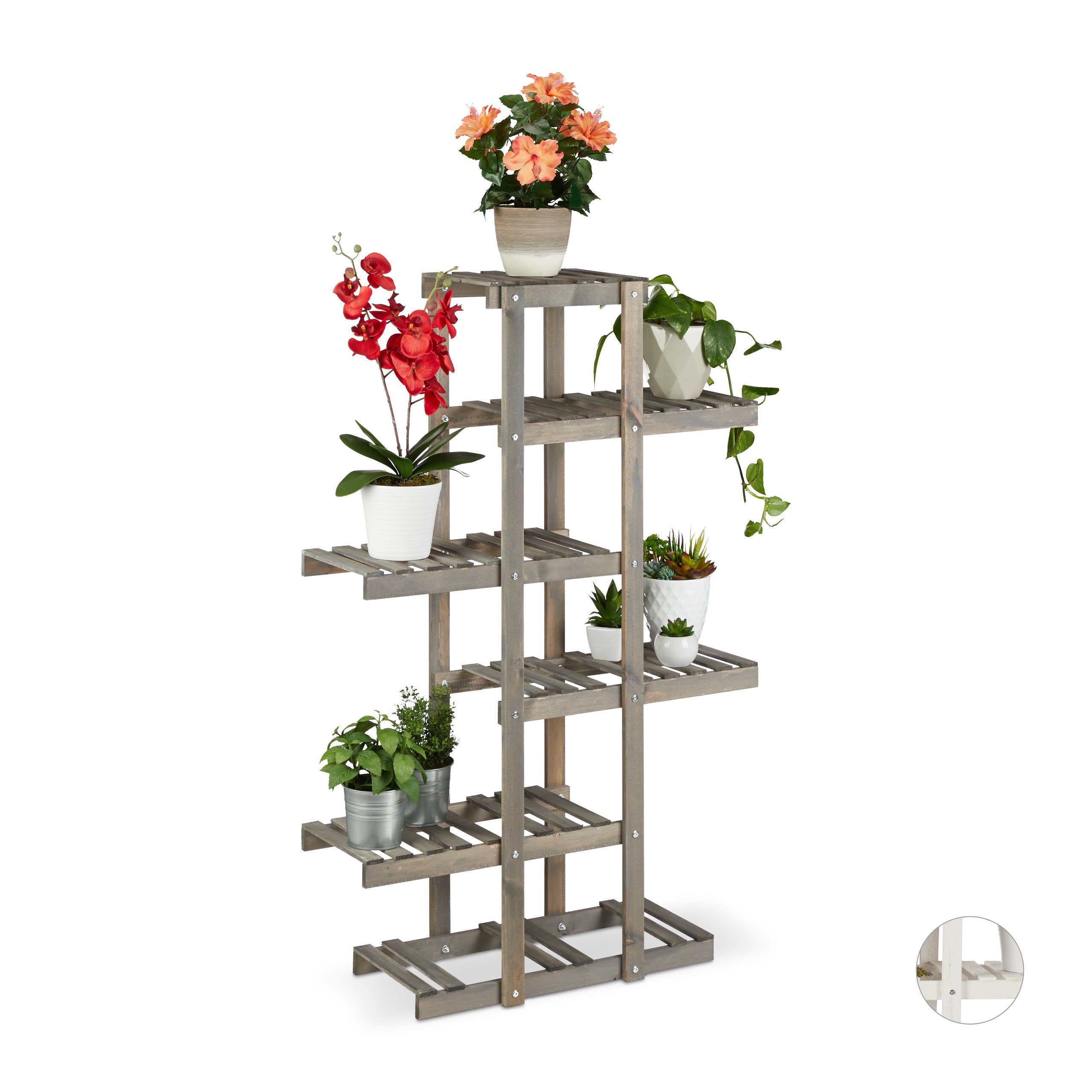 relaxdays Blumenständer »Blumenregal Holz 5 Ebenen«, Grau online kaufen