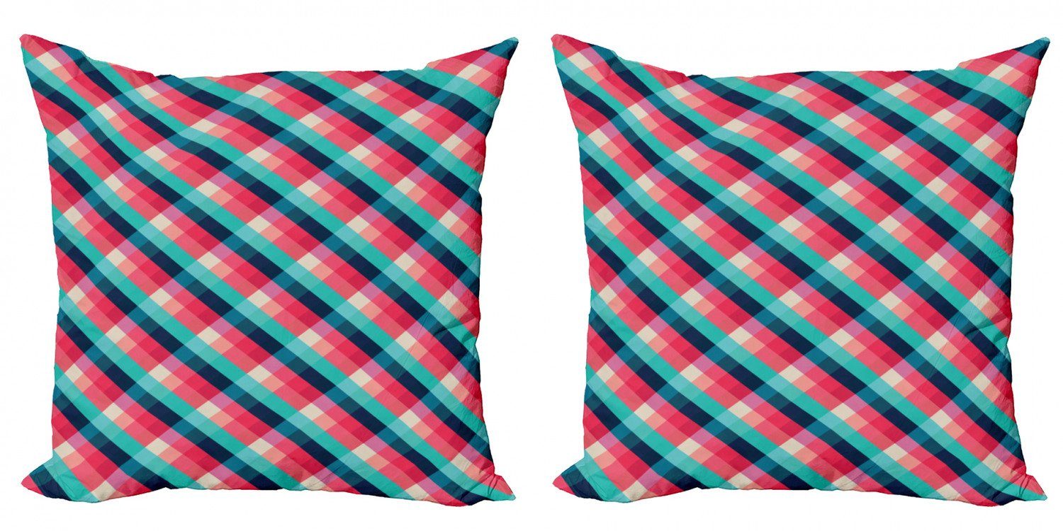Kissenbezüge Modern Accent Doppelseitiger Digitaldruck, Abakuhaus (2 Stück), Geometrisch Diagonal Grid Rhombuses