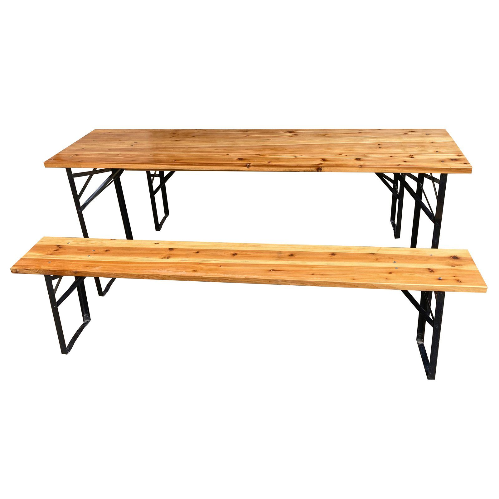 SVITA Bierzeltgarnitur, (Set), Klappbar, Biertisch und Bänke, Natur, Holz, Metall, Oktoberfest