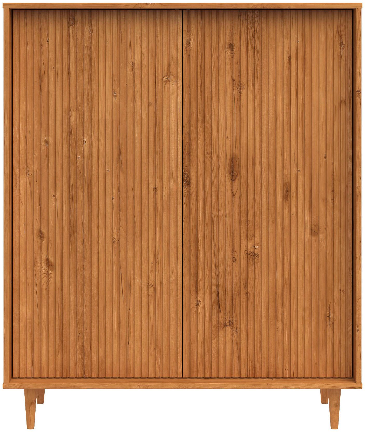OTTO home Highboard Malmedy Front mit gefrästen Rillen, Kommode Midischrank aus massivem Kiefernholz, Push-to-open, B 100 cm