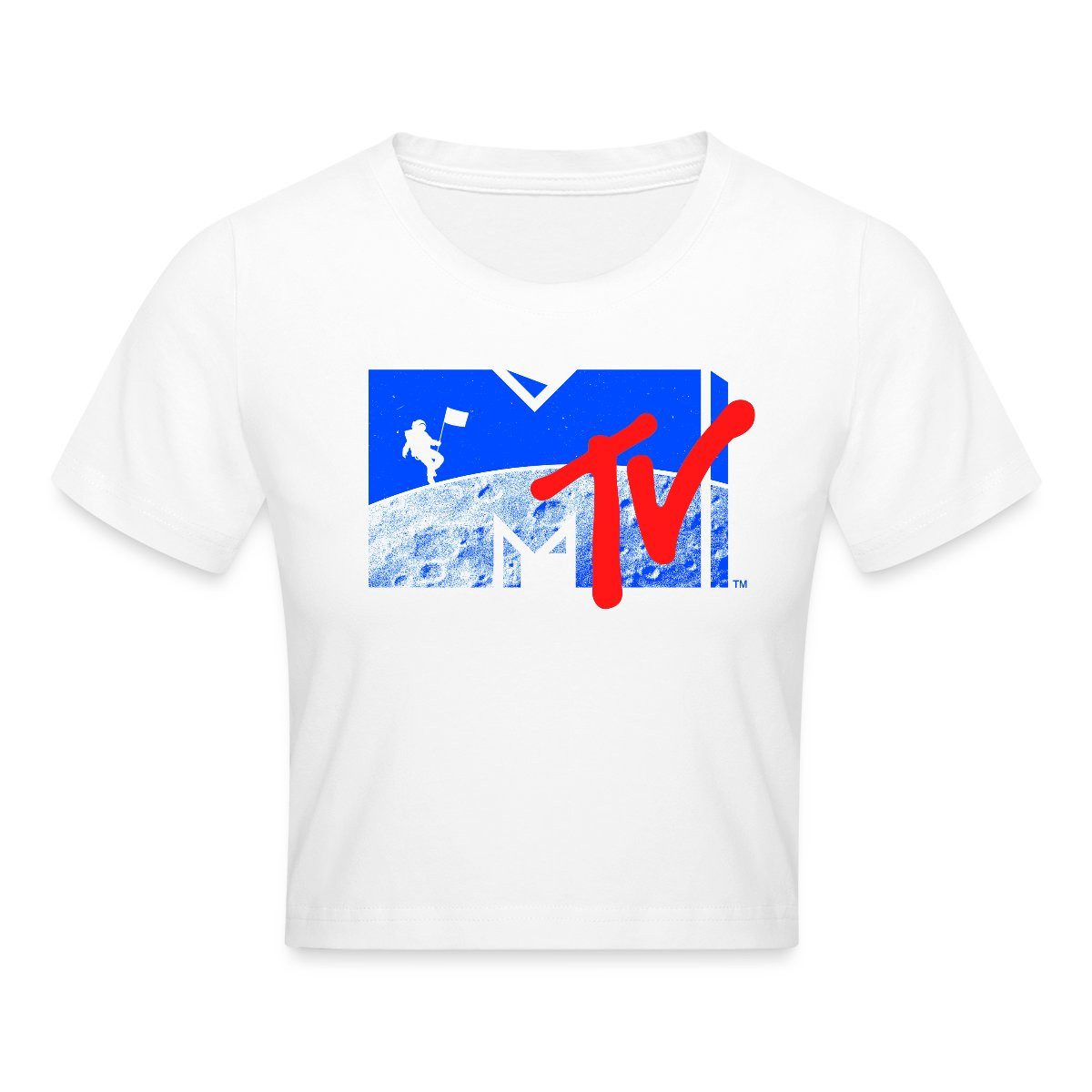 T-Shirt MTV Logo Cooles Mond-Design Mit Astronaut Crop Top