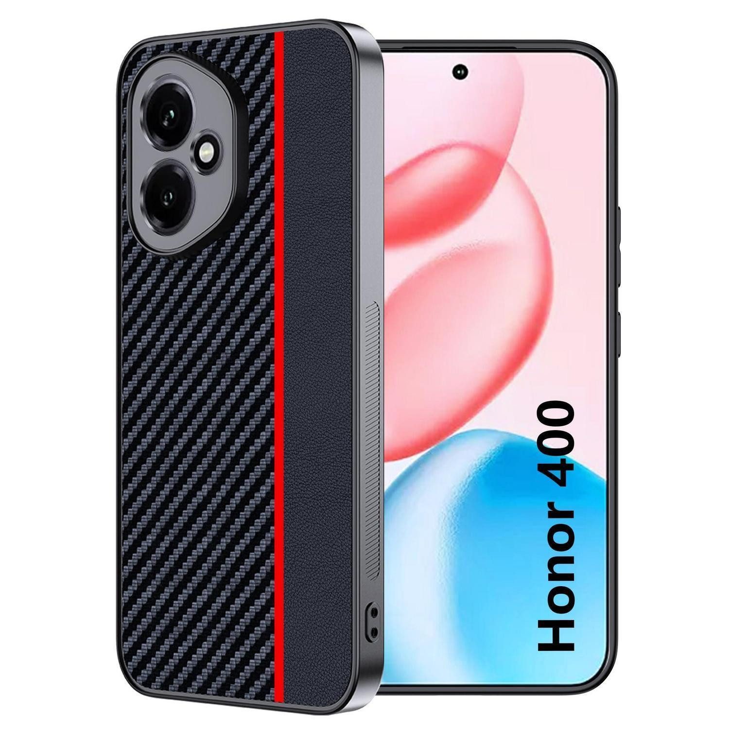 LuxusKollektion Handyhülle Schutzhülle Honor 400 Carbonfaser Rot/Schwarz