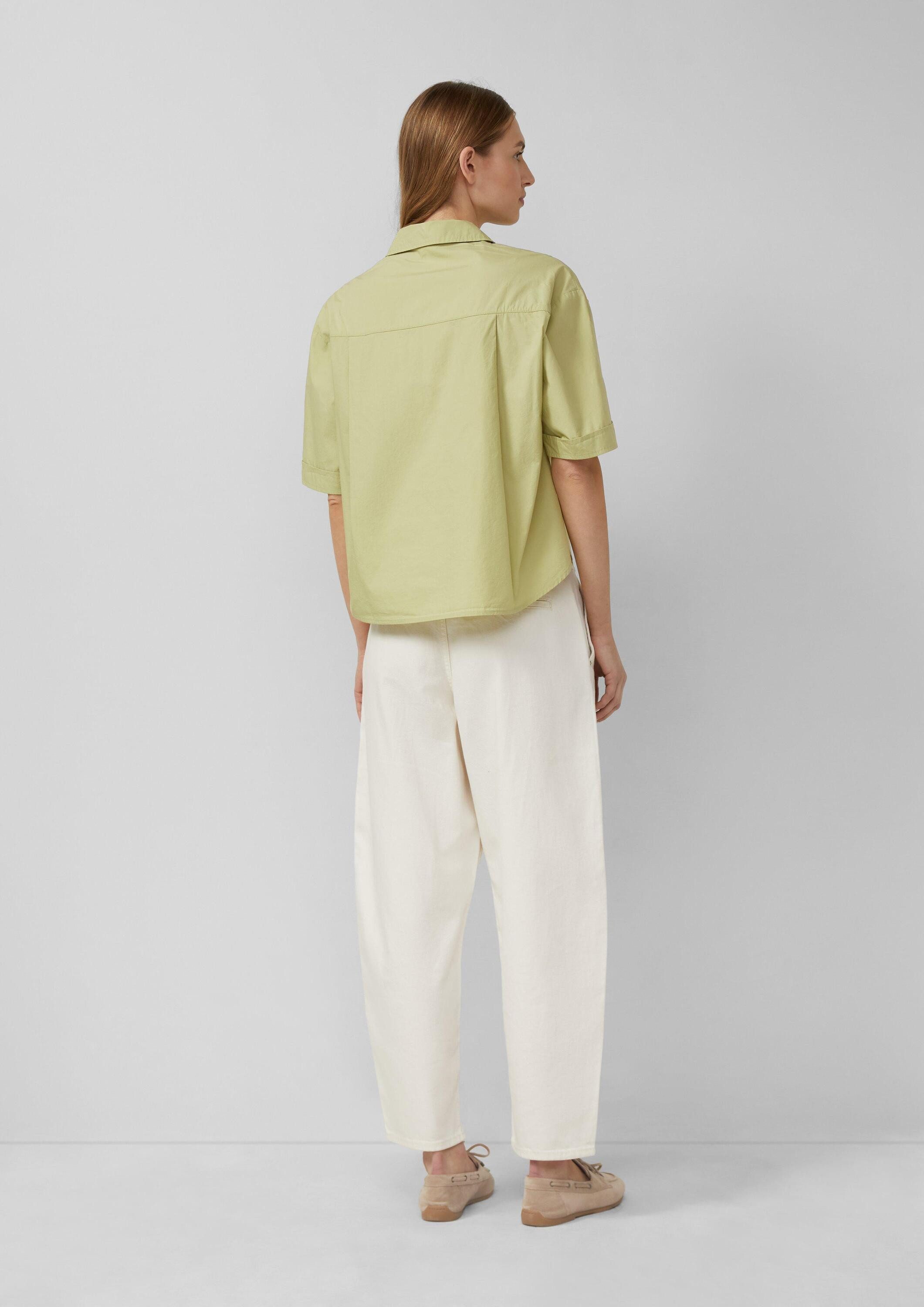 s.Oliver Kurzarmbluse Bluse Boxy Popeline-Bluse mit Brusttasche