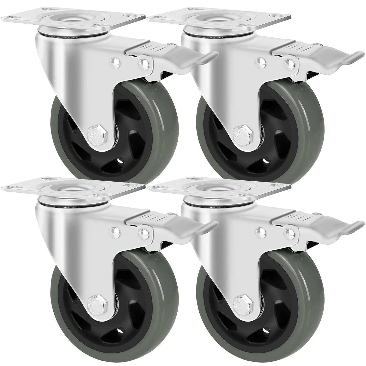 TLGREEN Schwerlastrolle 4-teiliges Set,Transportrollen, (125mm/150mm,lenkrollen,Hochleistungsrollen,bis 600/640 kg), für Werkzeugtasche, Industrietransport und Logistik