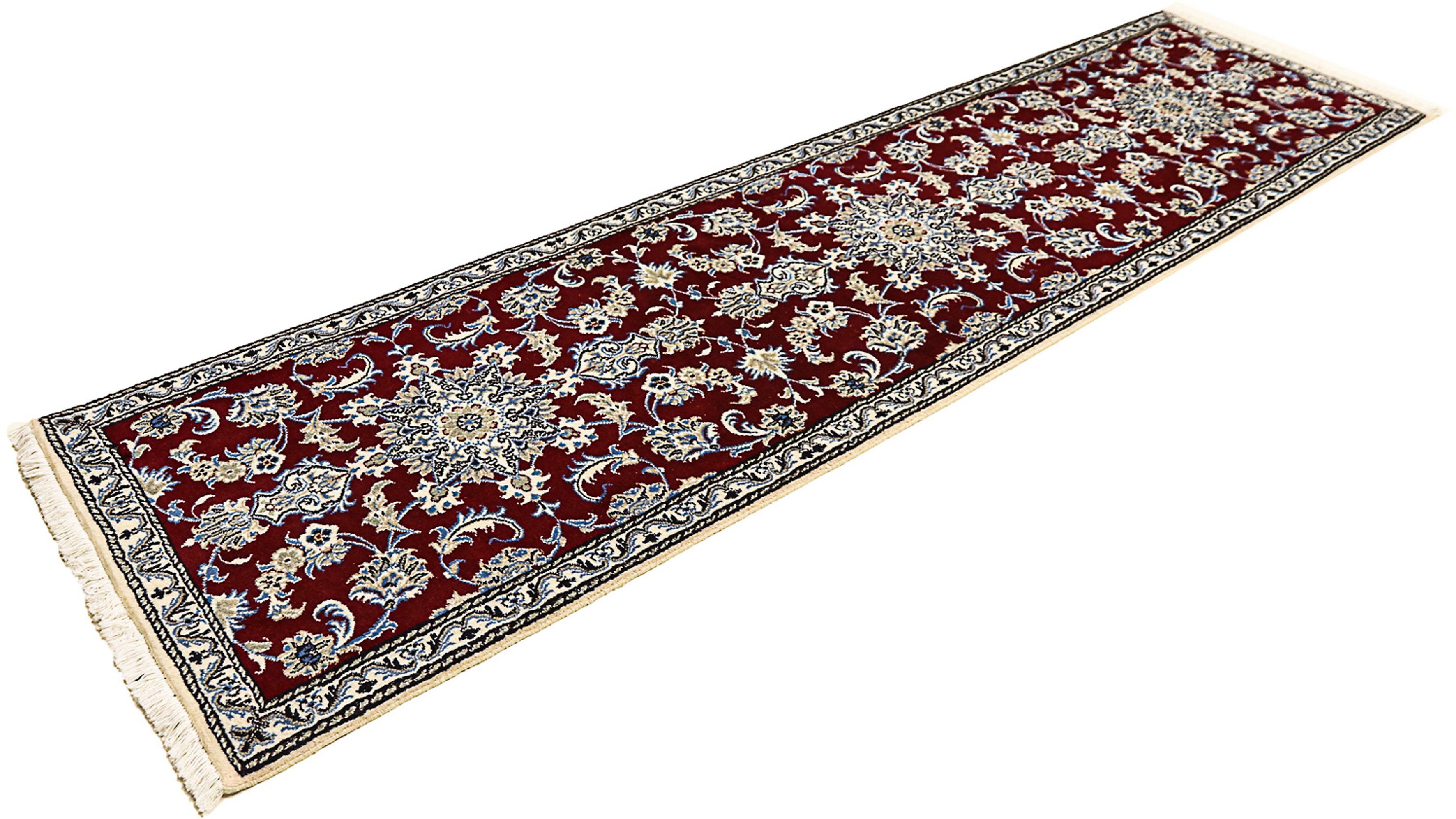 Orientteppich Perser - Nain - 286 x 78 cm - dunkelrot, morgenland, rechteckig, Höhe: 12 mm, Wohnzimmer, Handgeknüpft, Einzelstück mit Zertifikat