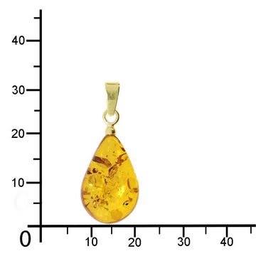 OSTSEE-SCHMUCK Kettenanhänger - Tropfen flach, ca. 17 mm lang - Gold 333/000 - B (1-tlg)