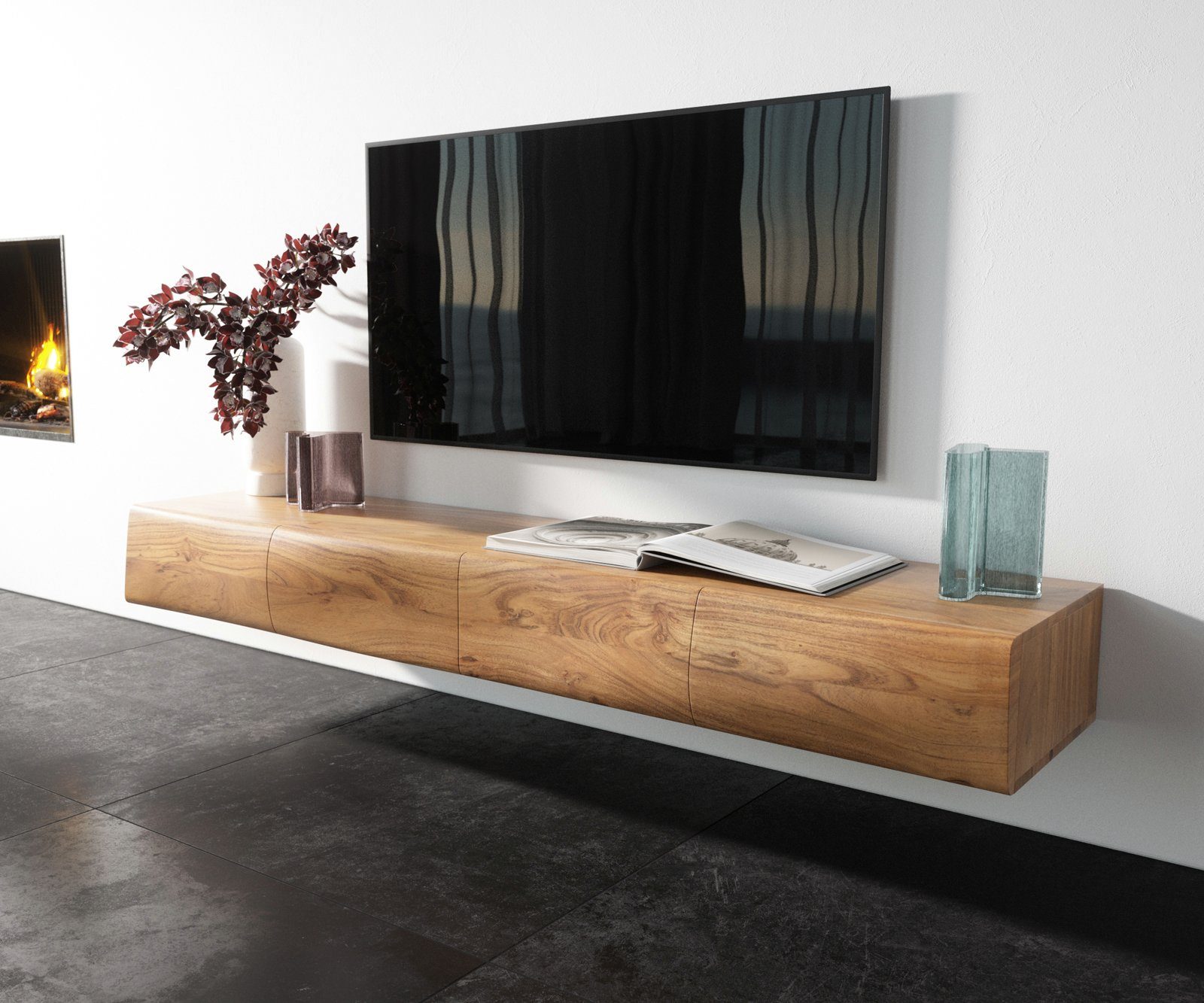 DELIFE Lowboard New, Live-Edge Akazie Natur günstig online kaufen