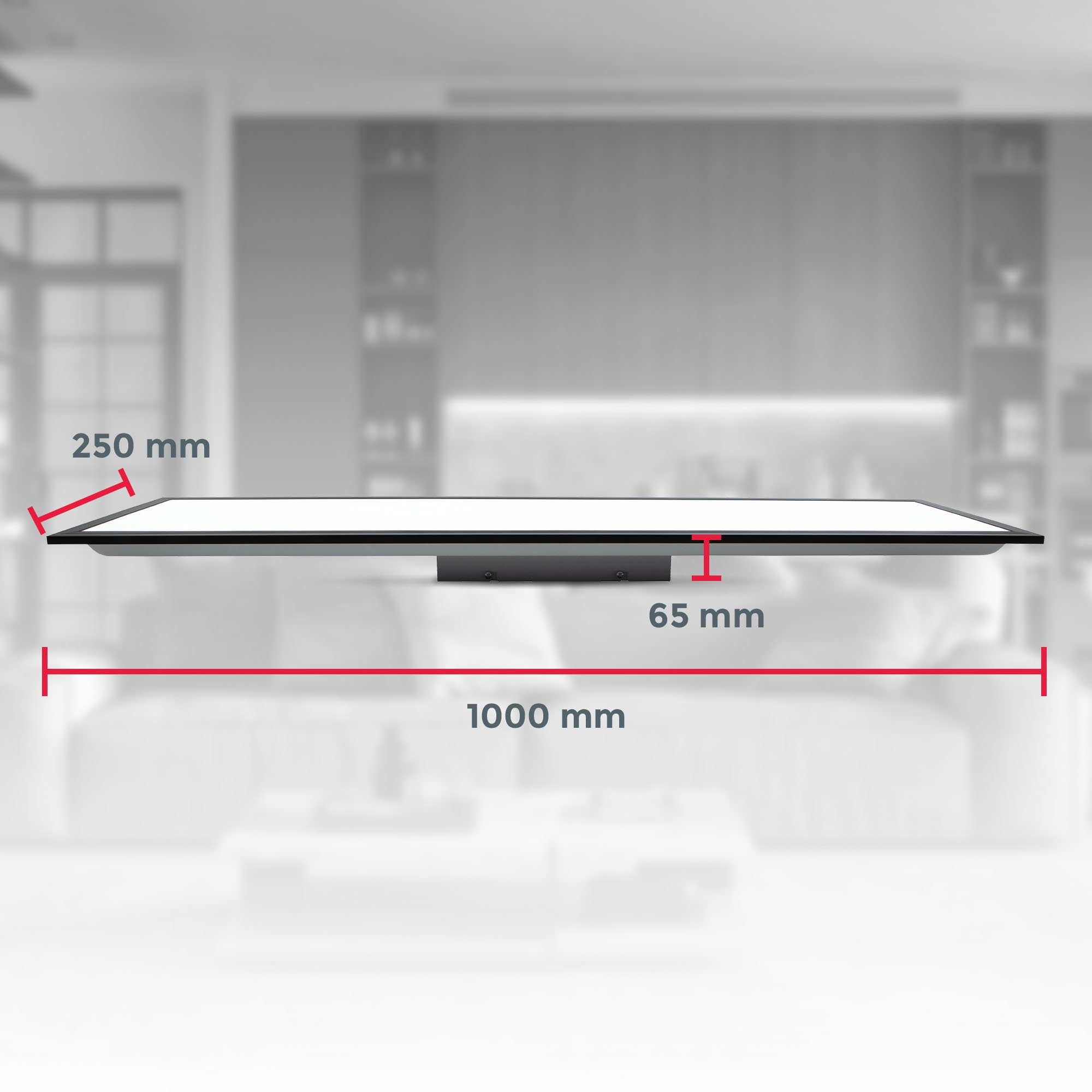 Deckenlampe, Deckenleuchte 2.200Lm, 4.000K LED B.K.Licht Licht, Schwarz, Meter, integriert, 22 Watt, LED BK_DP1497 fest LED Neutralweiß, Panel 100x25x6,5 cm Neutralweißes 1